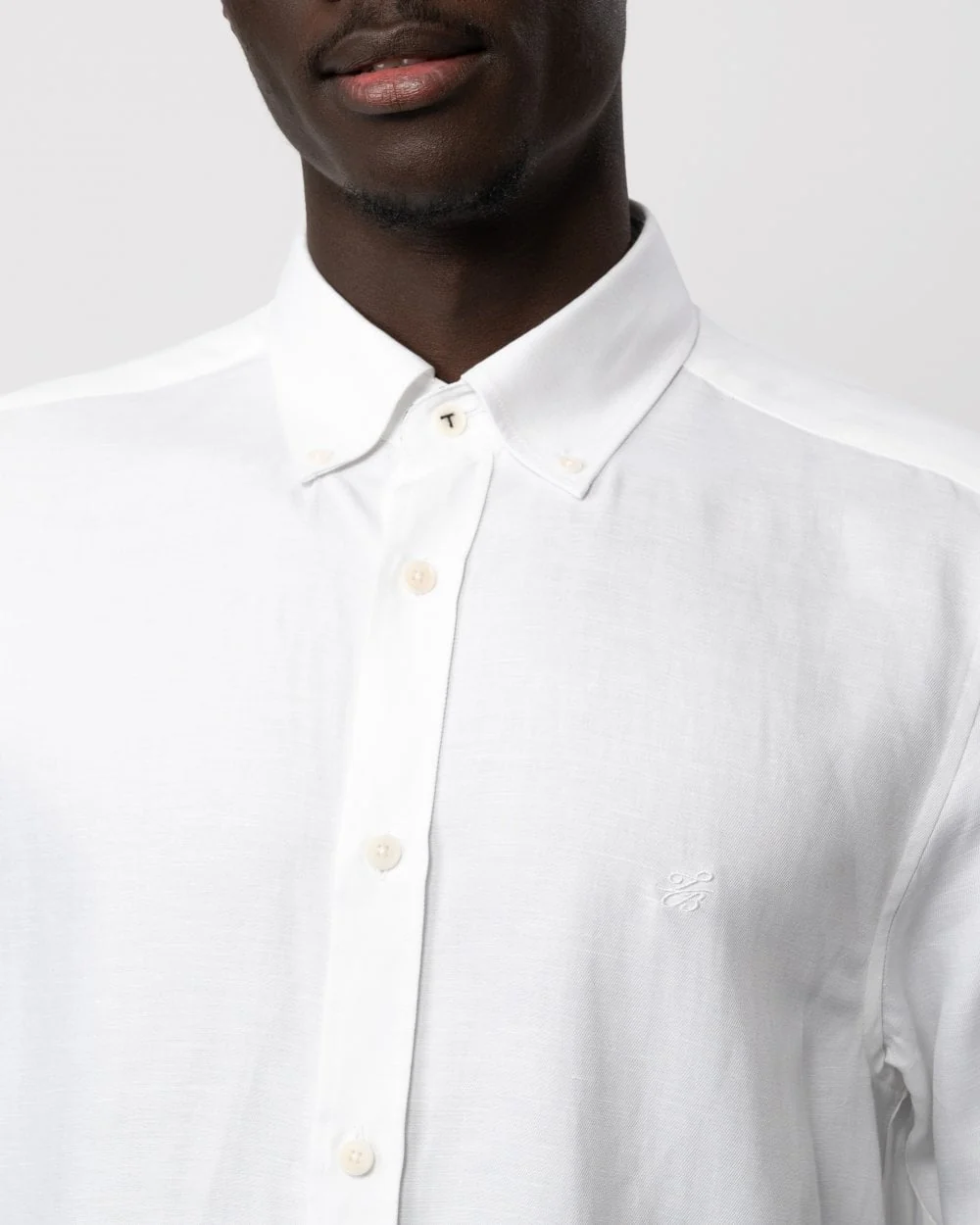 Ted Baker Ognon Mens Long Sleeve Cotton Lyocell Script Shirt - White - Image 2