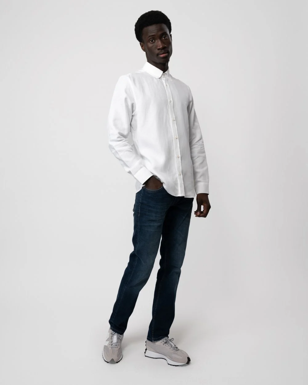 Ted Baker Ognon Mens Long Sleeve Cotton Lyocell Script Shirt - White - Image 3
