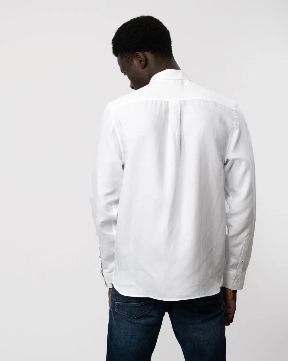 Ted Baker Ognon Mens Long Sleeve Cotton Lyocell Script Shirt - White - Image 4