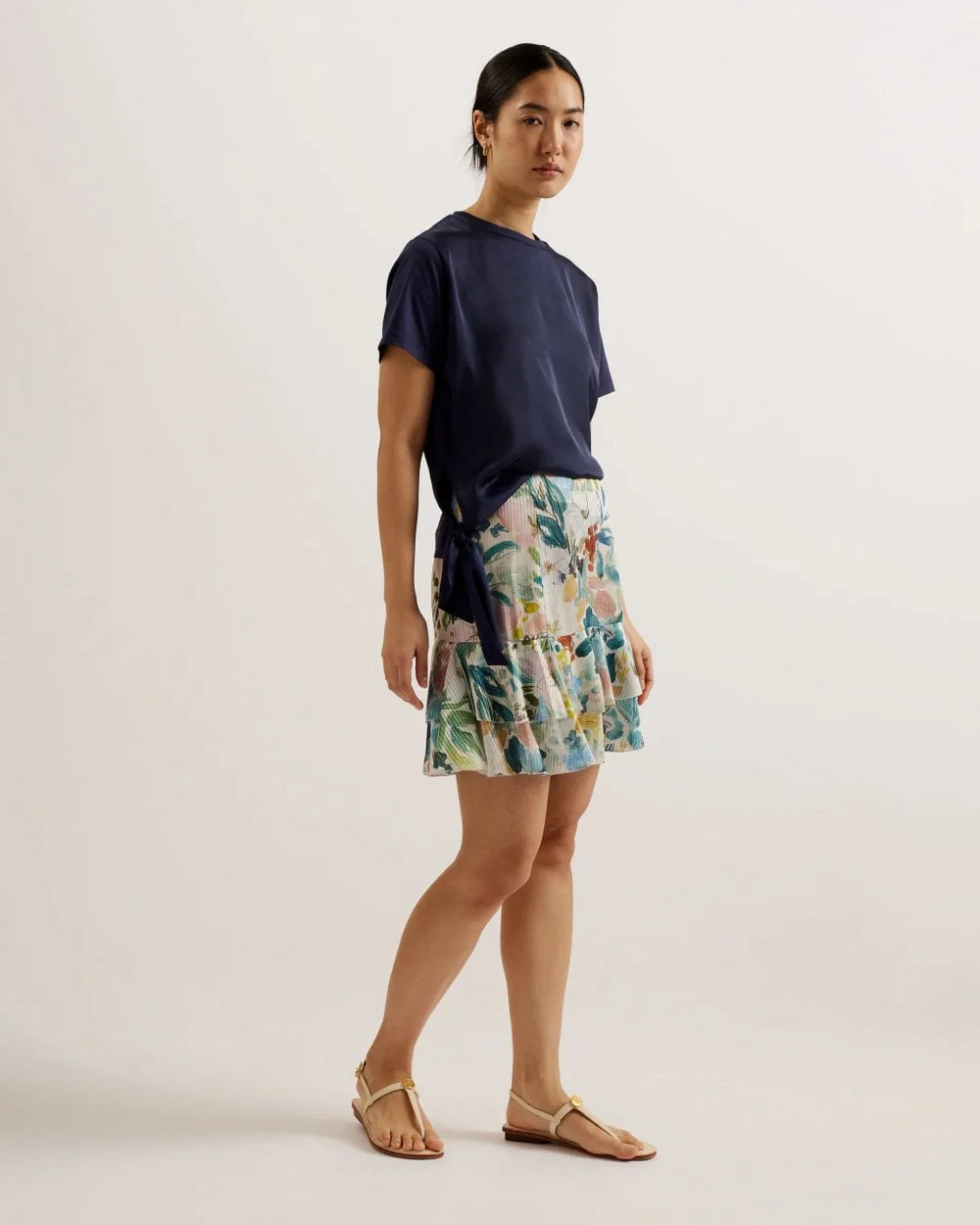 Ted Baker Pragsea Womens Tiered Mini Skirt With Slits - Image 2