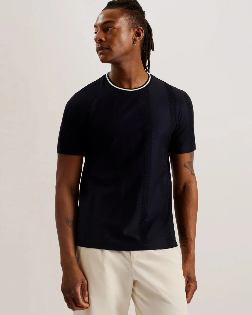 Ted Baker Rousel Mens Slim Fit Jacquard Striped T-Shirt
