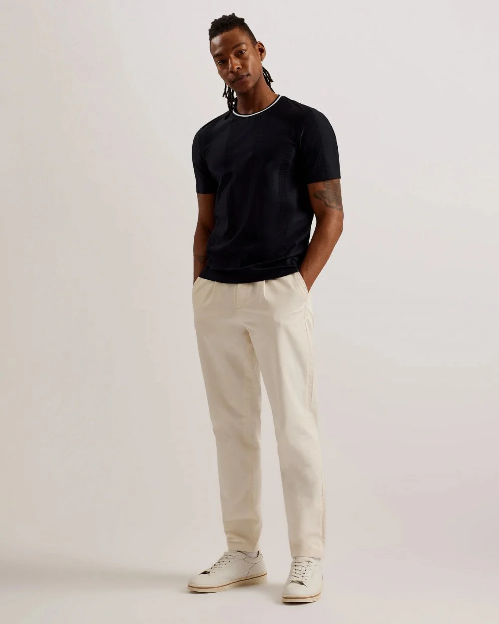 Ted Baker Rousel Mens Slim Fit Jacquard Striped T-Shirt - Image 2