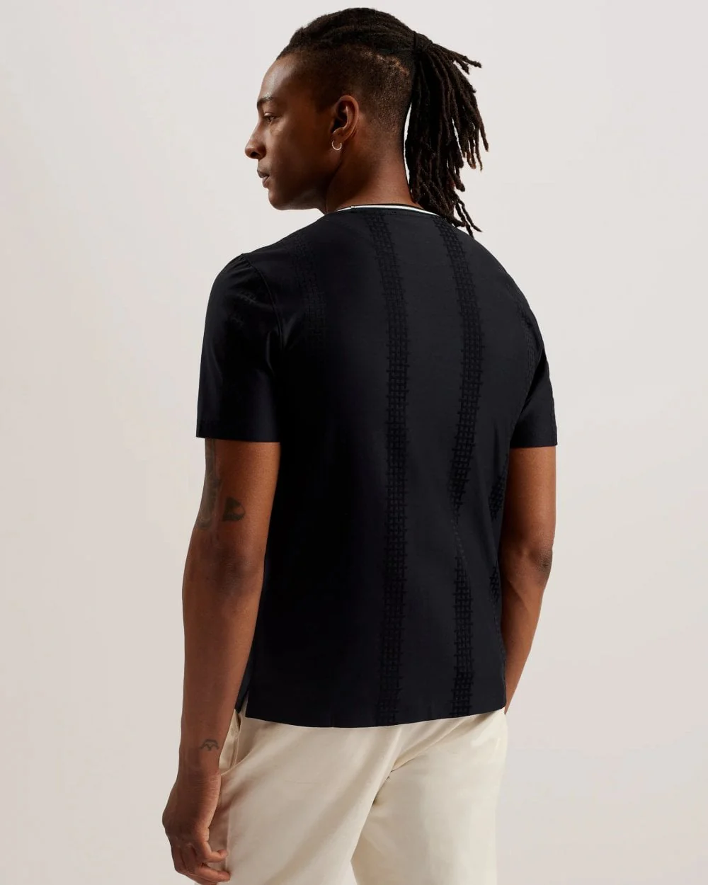 Ted Baker Rousel Mens Slim Fit Jacquard Striped T-Shirt - Image 4