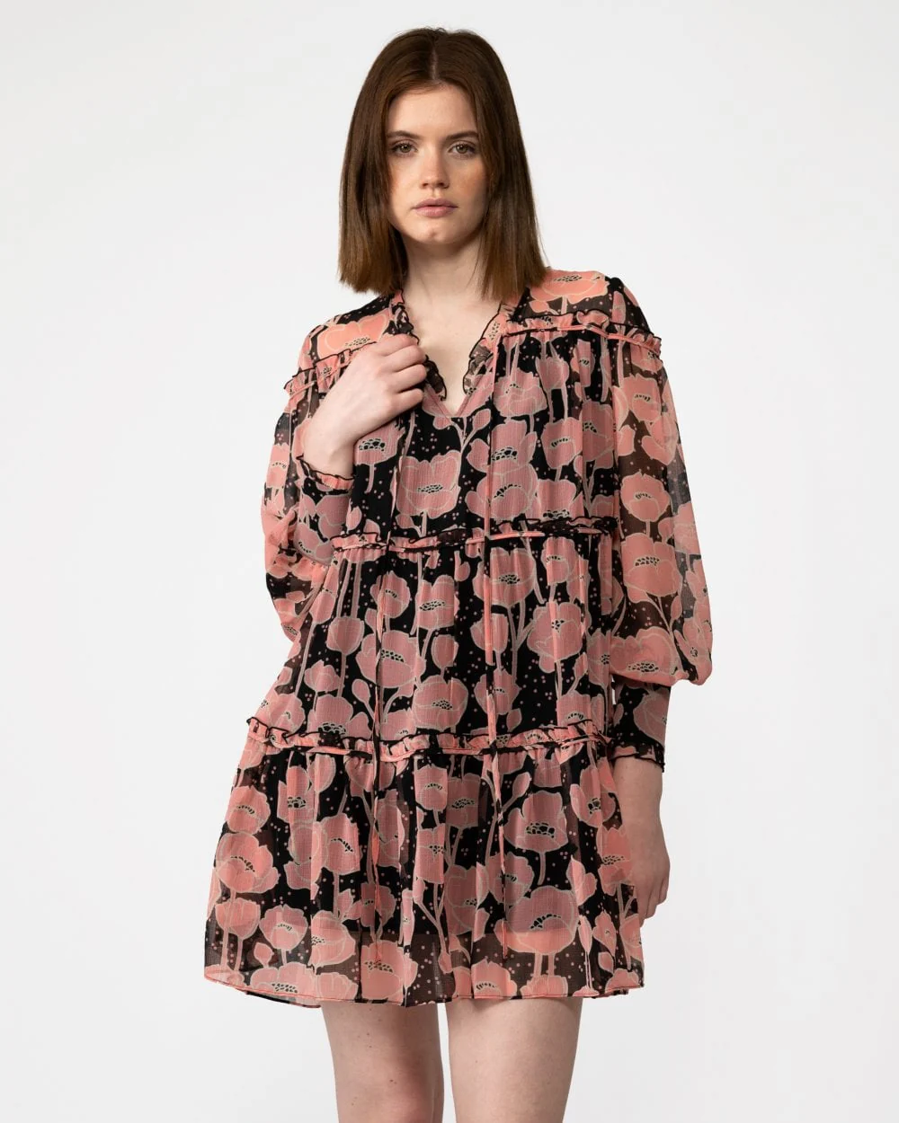 Ted Baker Sandror Womens Swing Mini Dress With Ruffled Tiers - Image 3