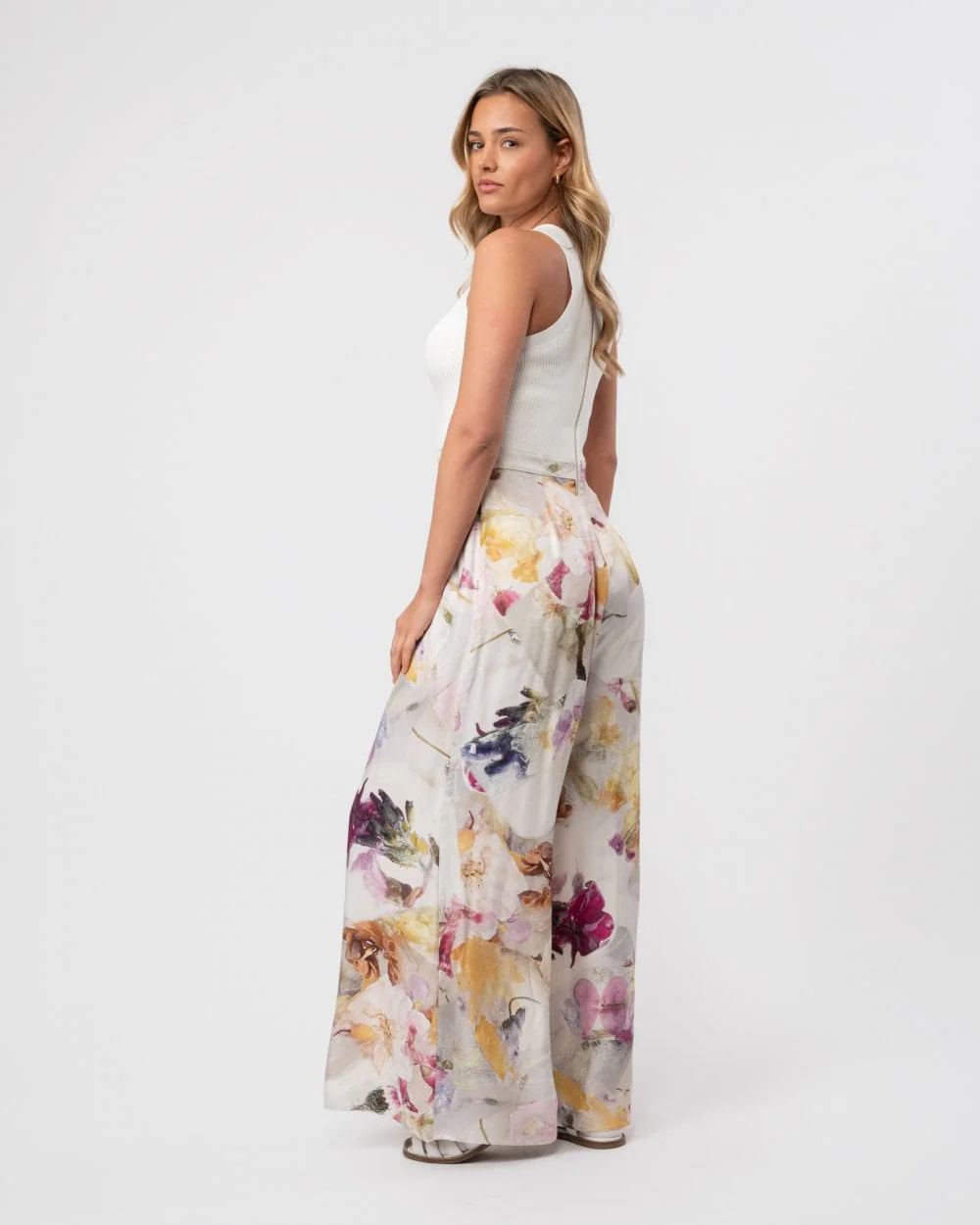 Ted Baker Tirsso Womens Floral Wide Leg Jumpsuit With Knit Bodice - Image 2