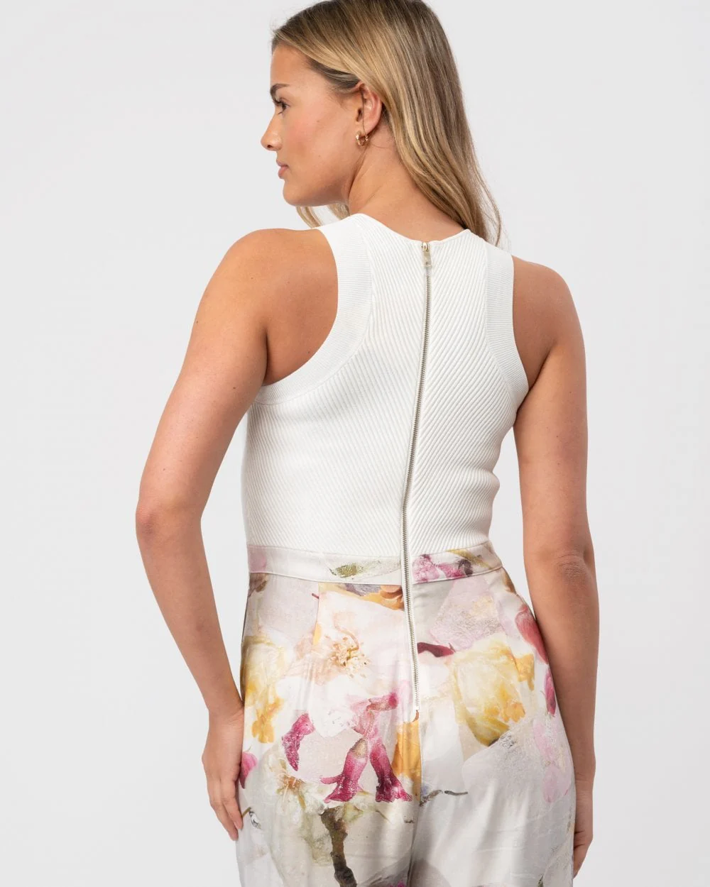 Ted Baker Tirsso Womens Floral Wide Leg Jumpsuit With Knit Bodice - Image 4