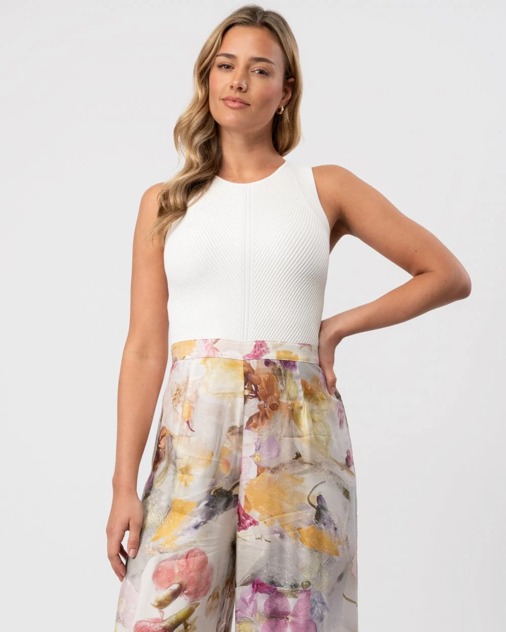 Ted Baker Tirsso Womens Floral Wide Leg Jumpsuit With Knit Bodice - Image 5