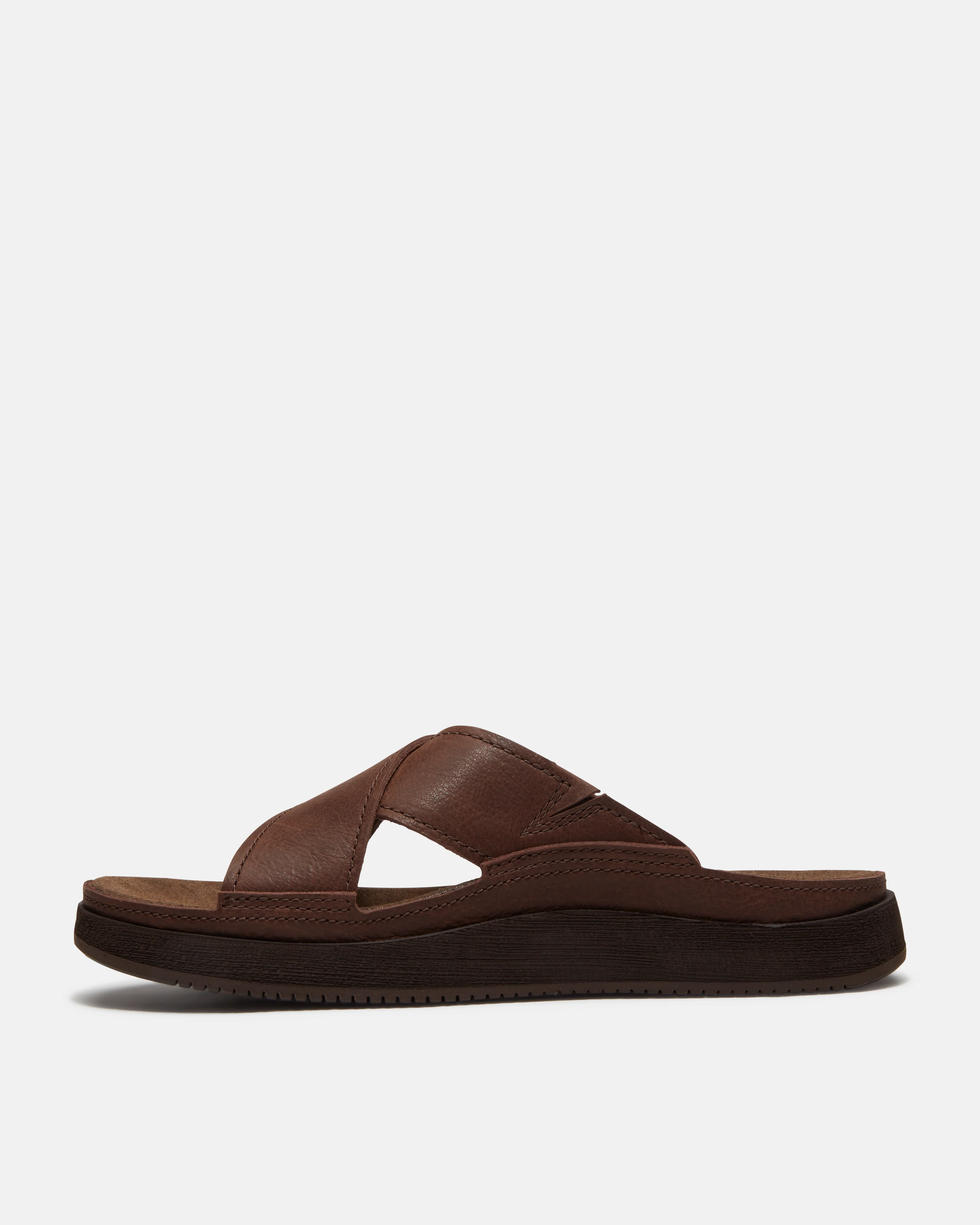 Timberland Casco Cove Cross Strap Full Grain Leather Mens Sandals - Dark Brown - Image 3