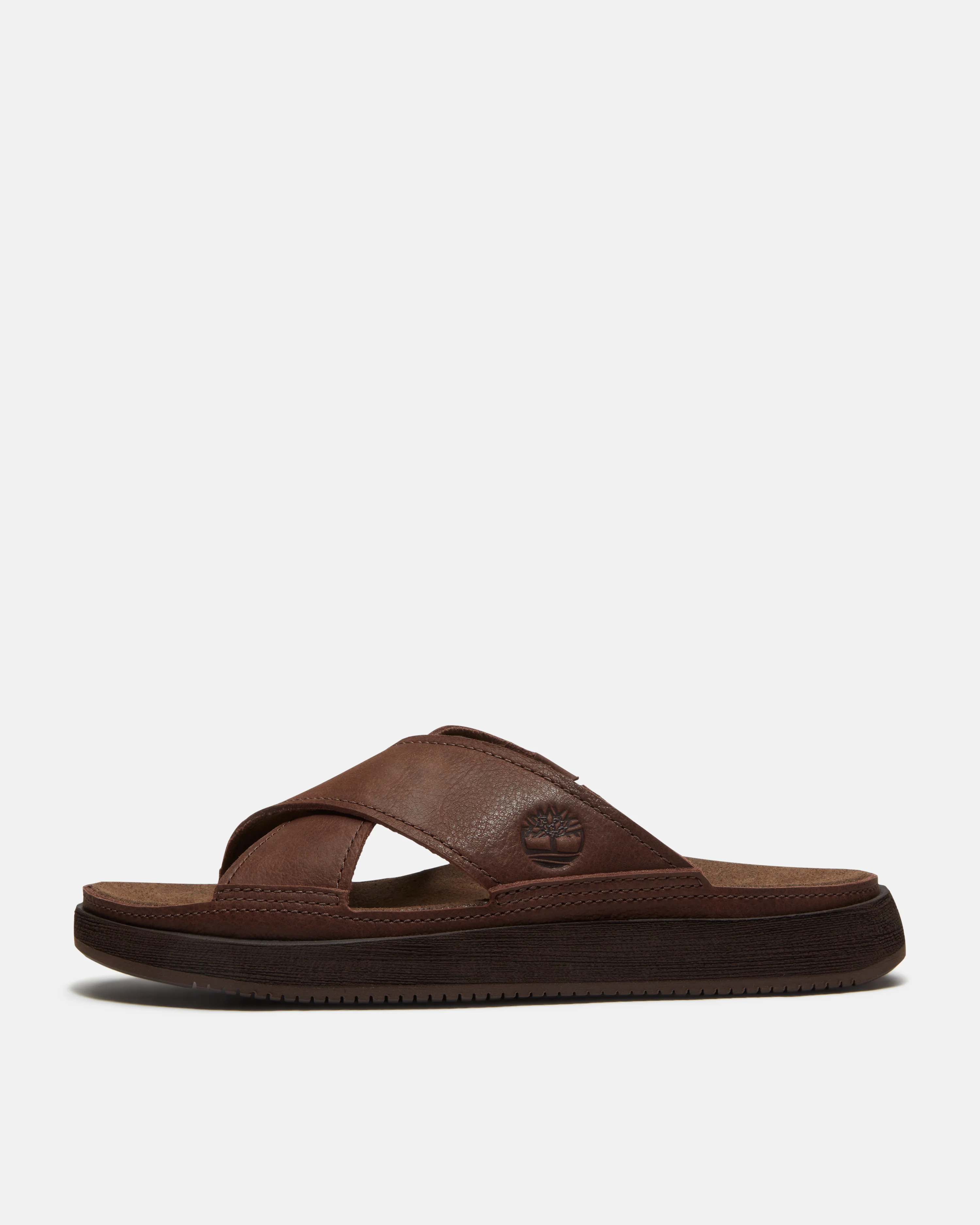 Timberland Casco Cove Cross Strap Full Grain Leather Mens Sandals - Dark Brown - Image 4
