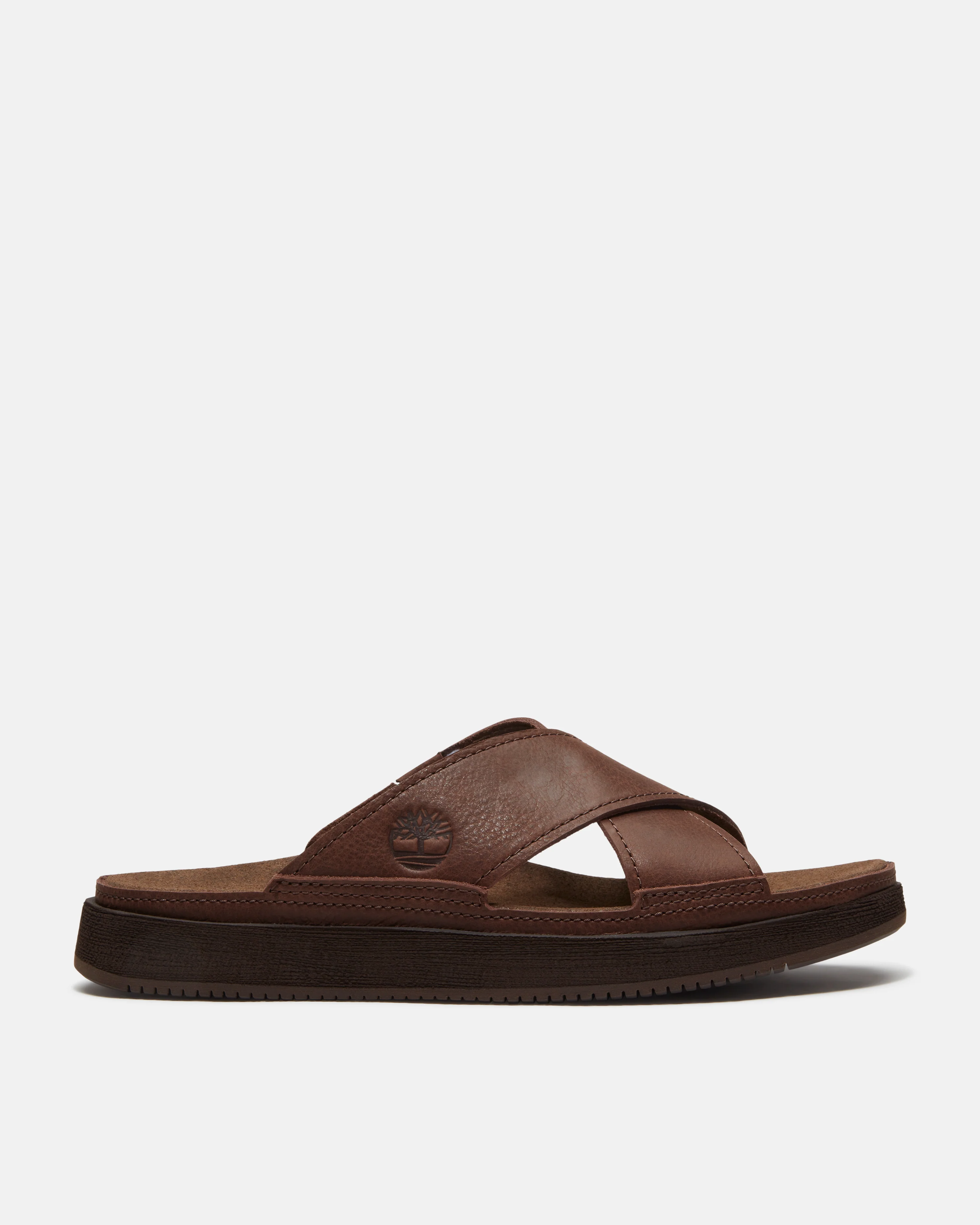 Timberland Casco Cove Cross Strap Full Grain Leather Mens Sandals - Dark Brown - Image 6