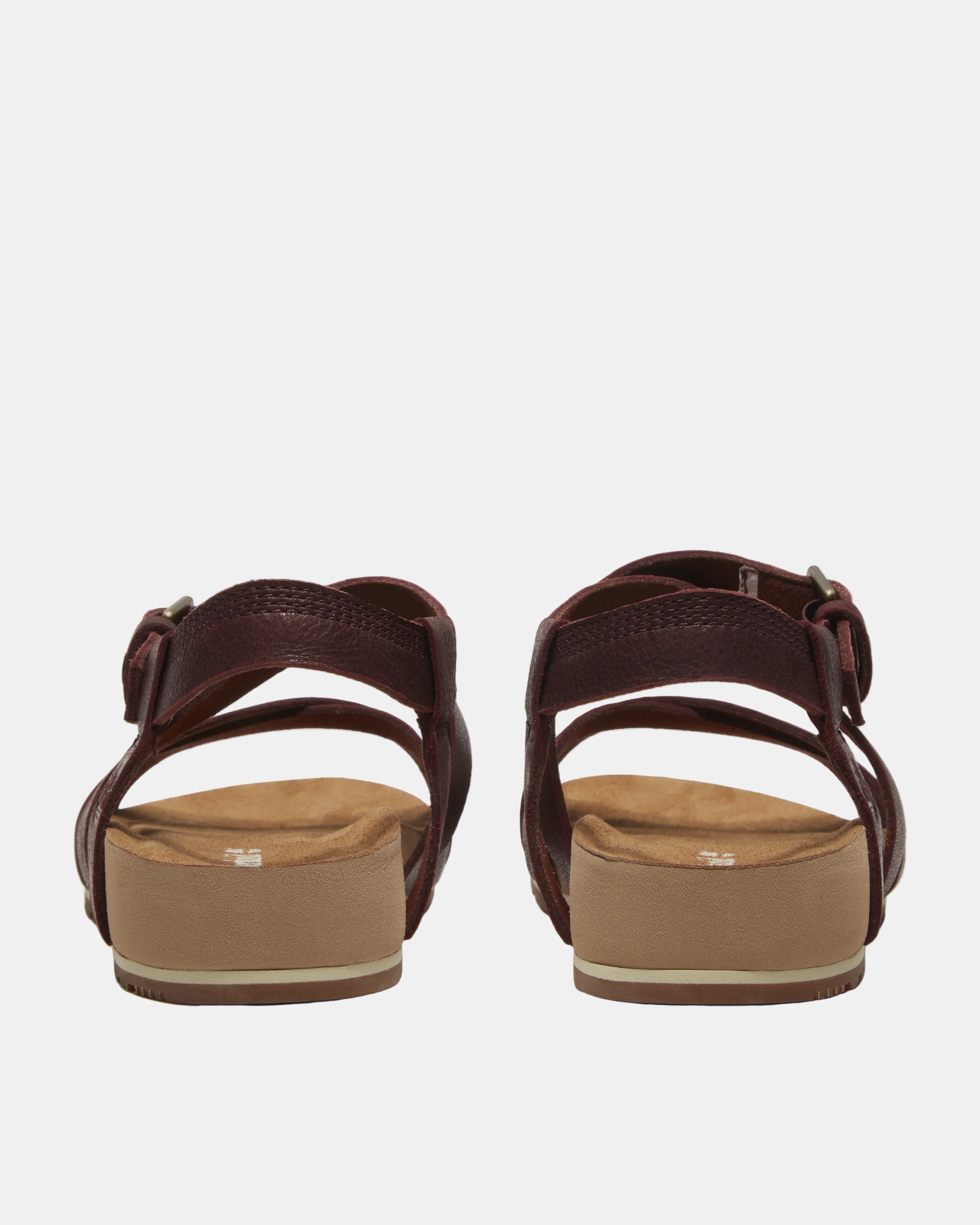 Timberland Malibu Waves Cross Strap Full Grain Leather Womens Sandals - Burgundy - Image 3