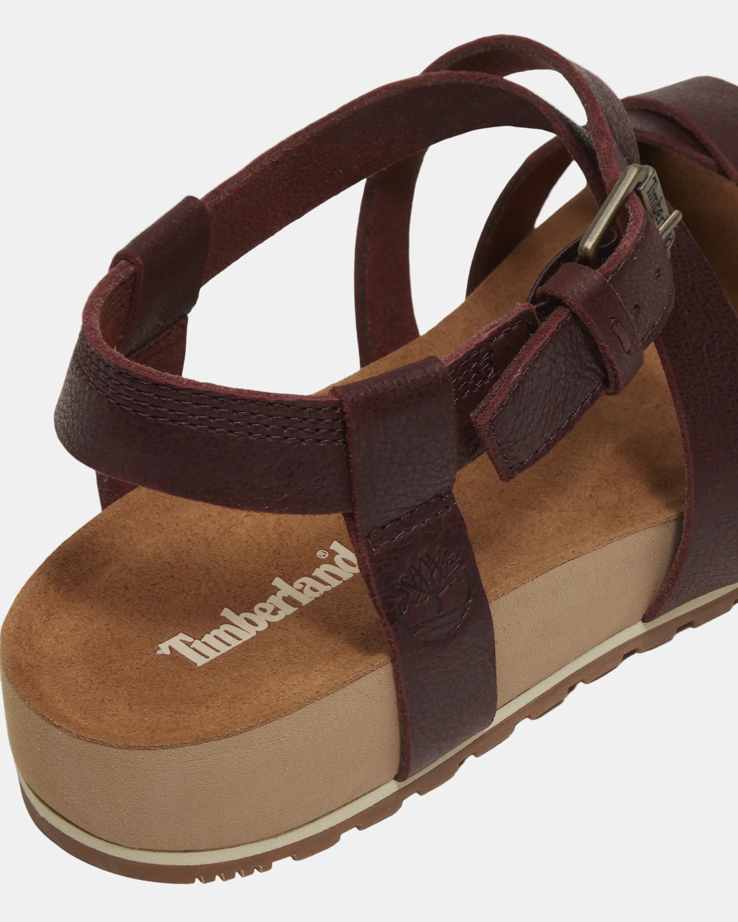 Timberland Malibu Waves Cross Strap Full Grain Leather Womens Sandals - Burgundy - Image 5