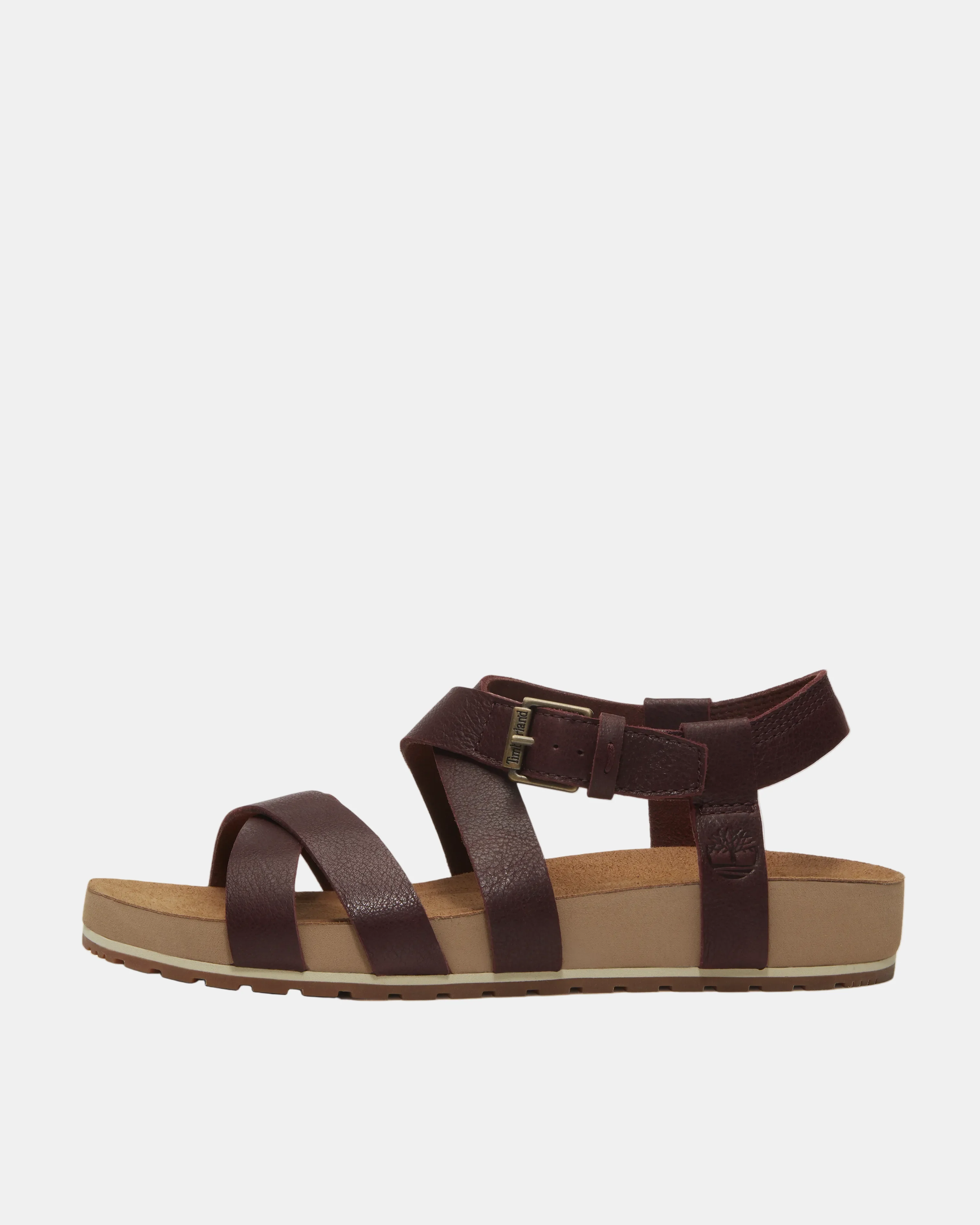 Timberland Malibu Waves Cross Strap Full Grain Leather Womens Sandals - Burgundy - Image 6