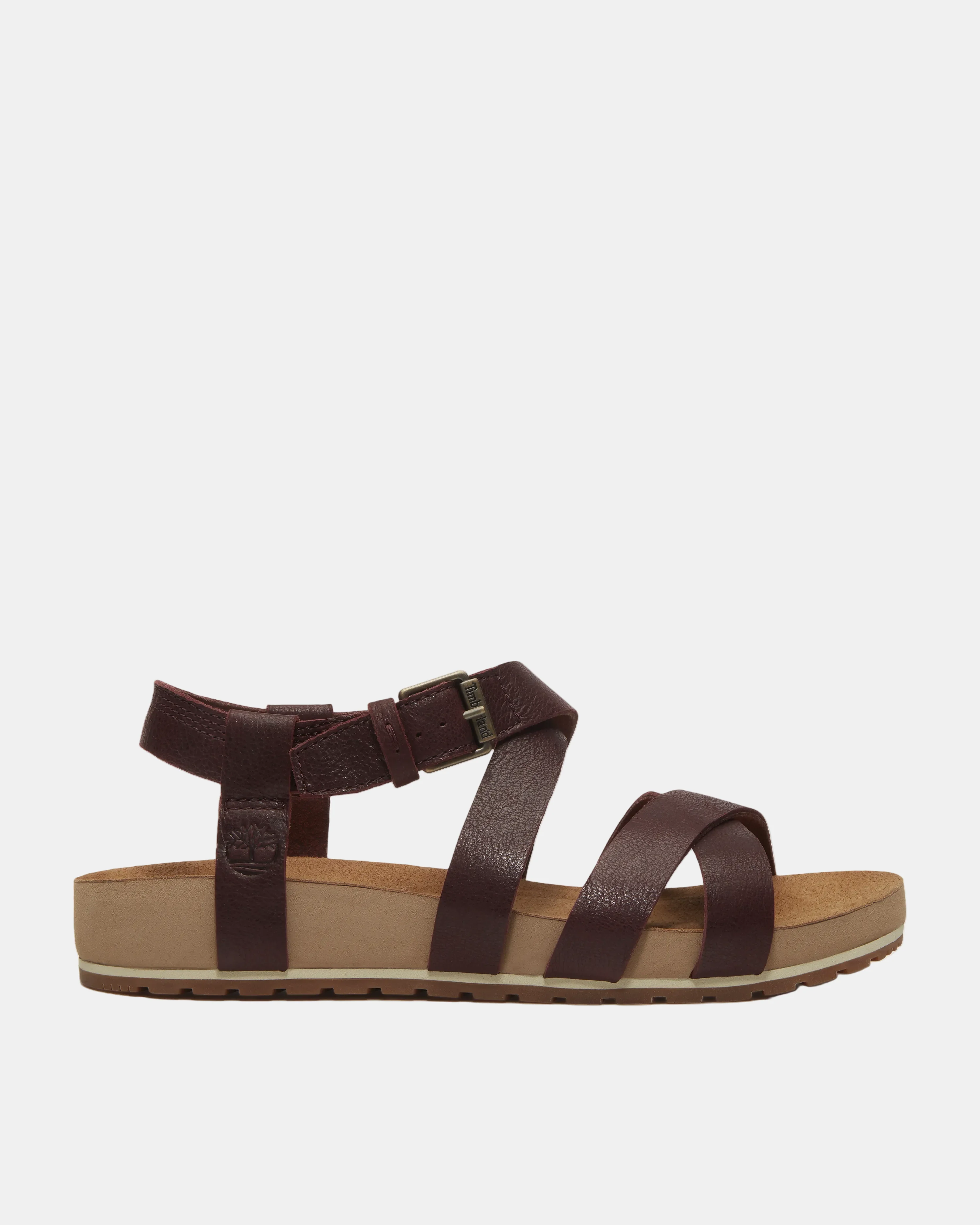 Timberland Malibu Waves Cross Strap Full Grain Leather Womens Sandals - Burgundy - Image 7