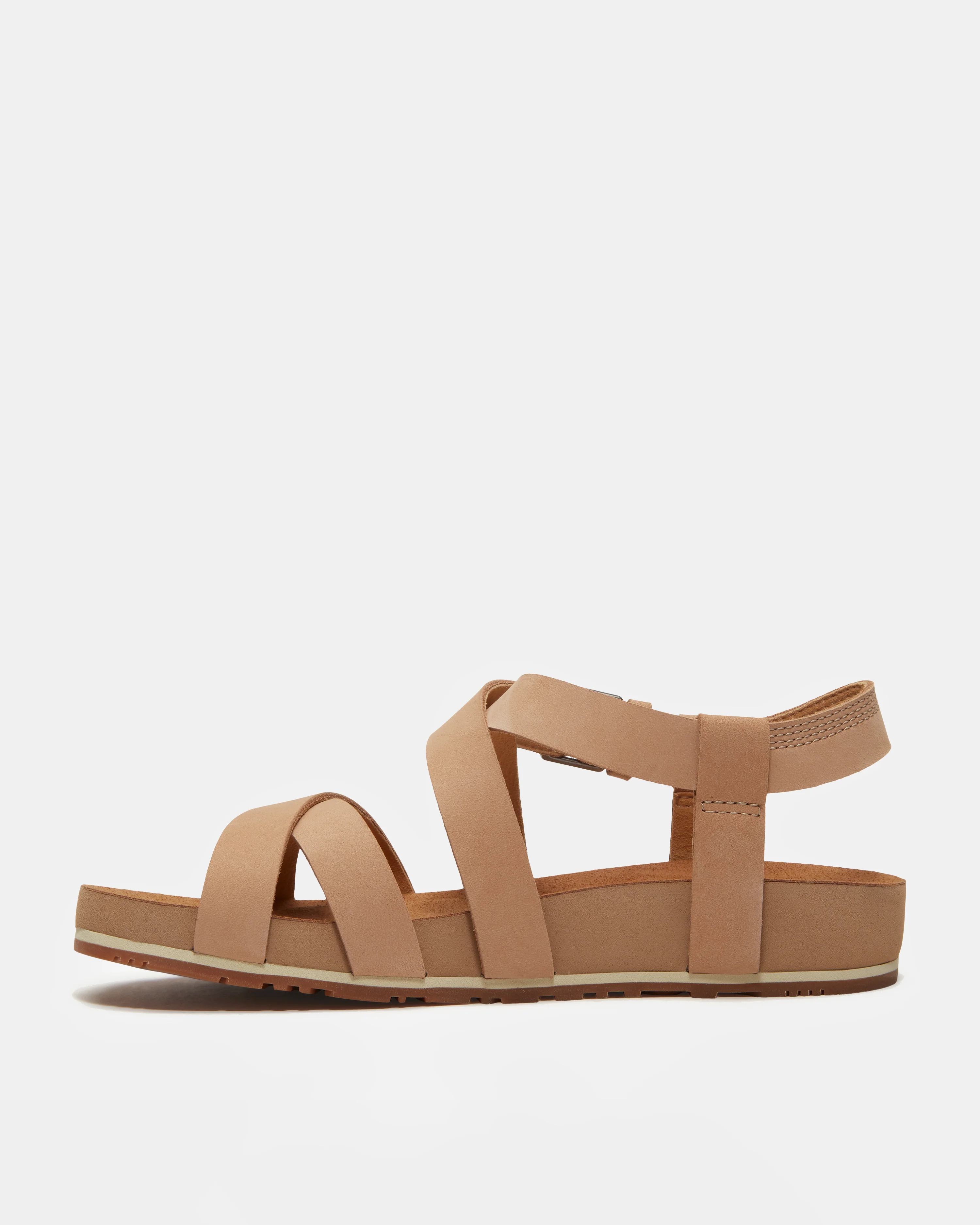 Timberland Malibu Waves Cross Strap Nubuck Womens Sandals - Mid Beige - Image 4