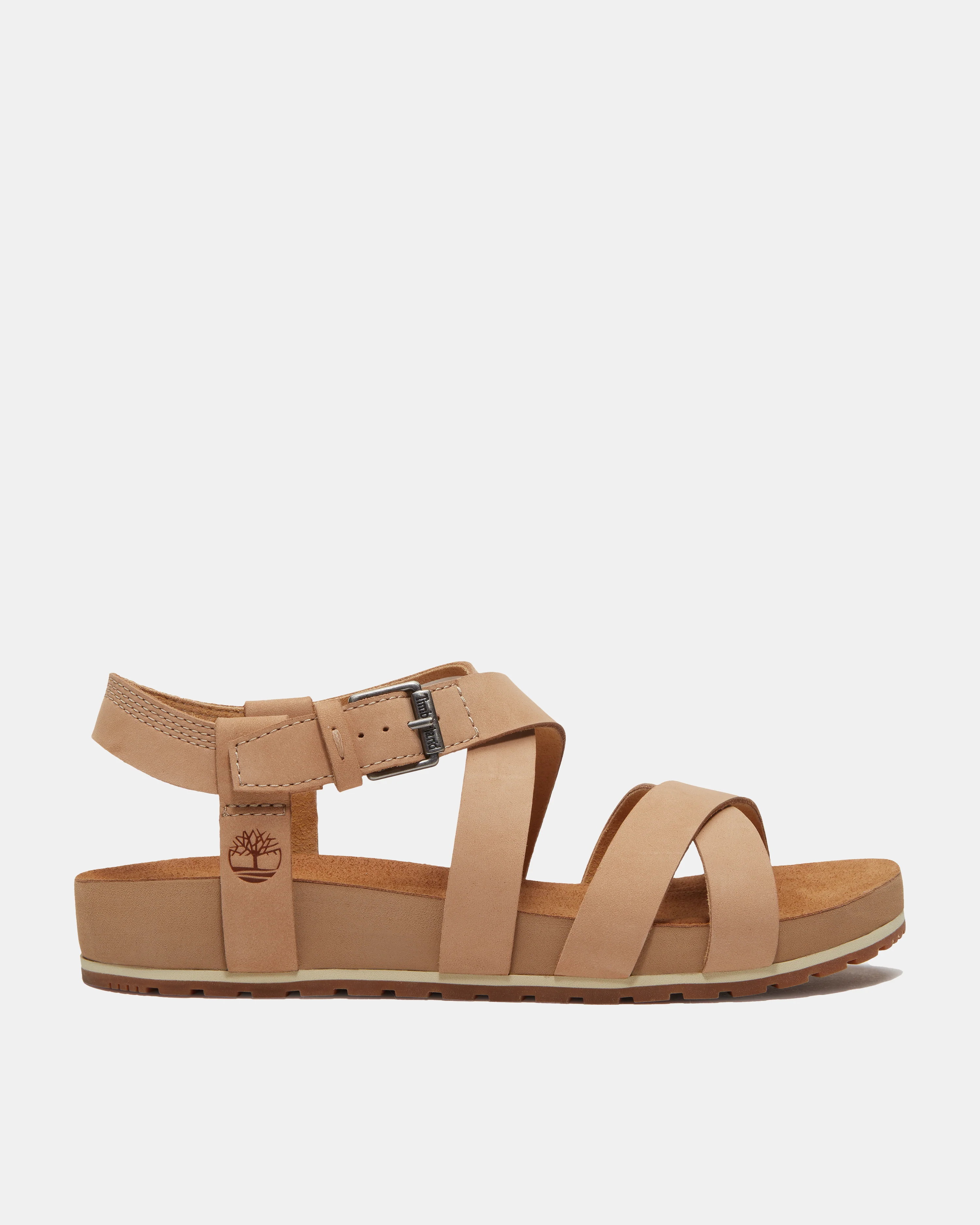 Timberland Malibu Waves Cross Strap Nubuck Womens Sandals - Mid Beige - Image 8