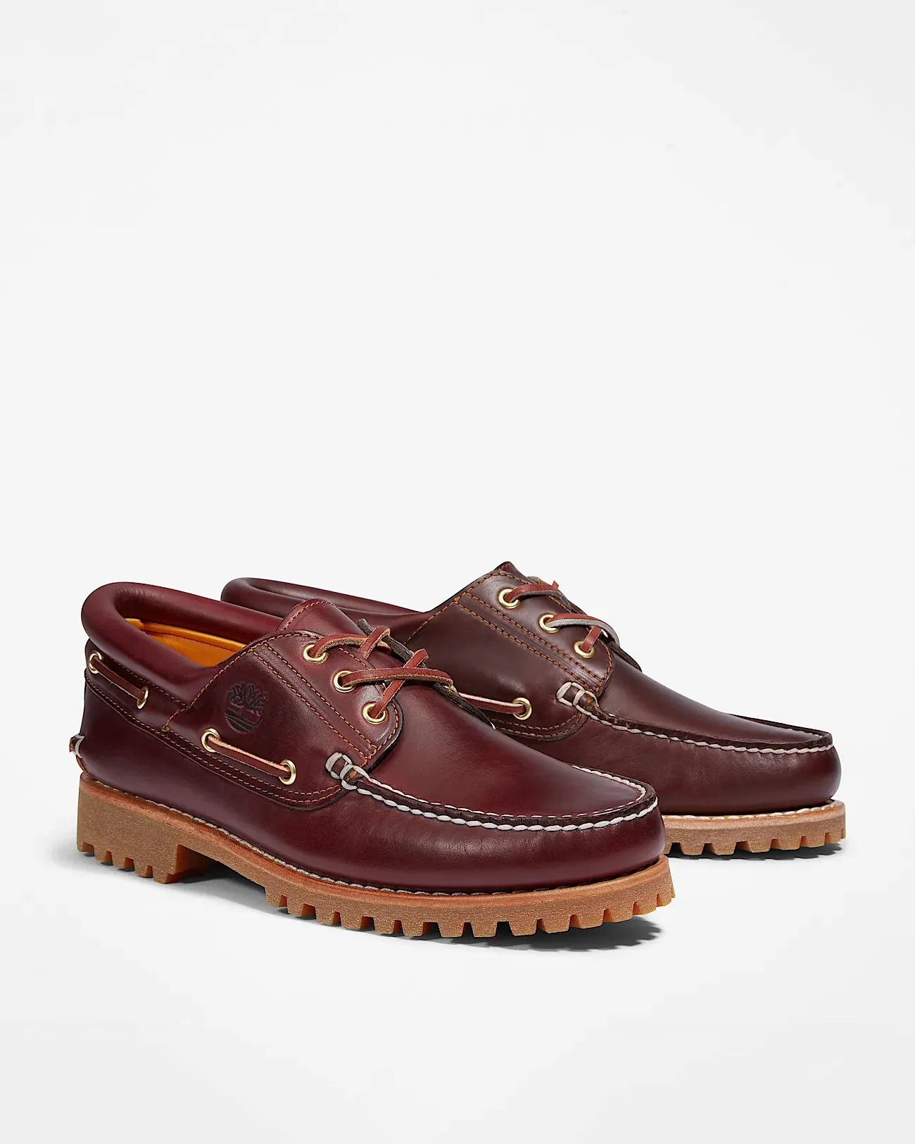 Timberland Mens Authentic Leather Boat Shoes - Burgundy - Image 3