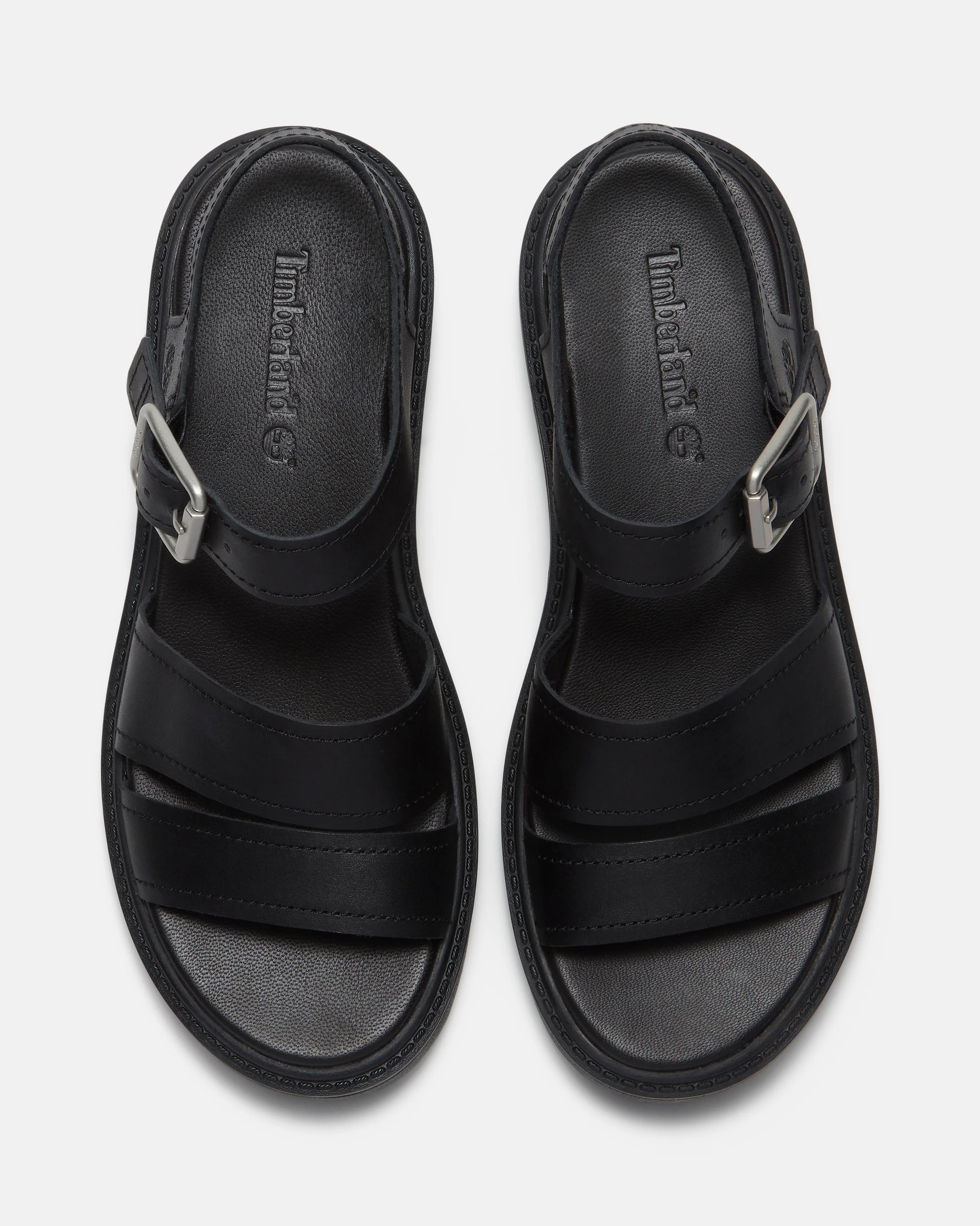Timberland Stone Street Backstrap Full Grain Leather Womens Sandals - Black - Image 10