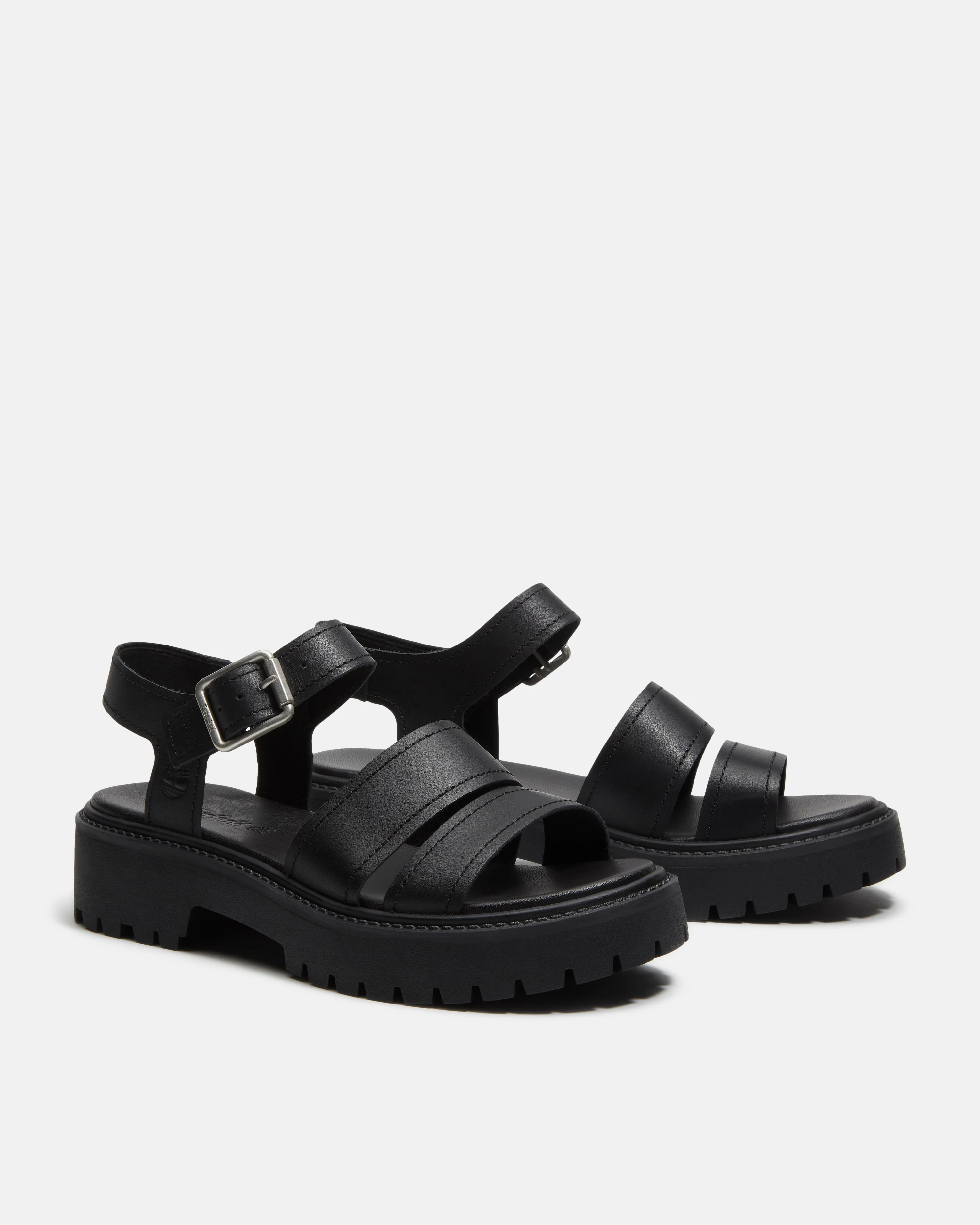 Timberland Stone Street Backstrap Full Grain Leather Womens Sandals - Black - Image 3