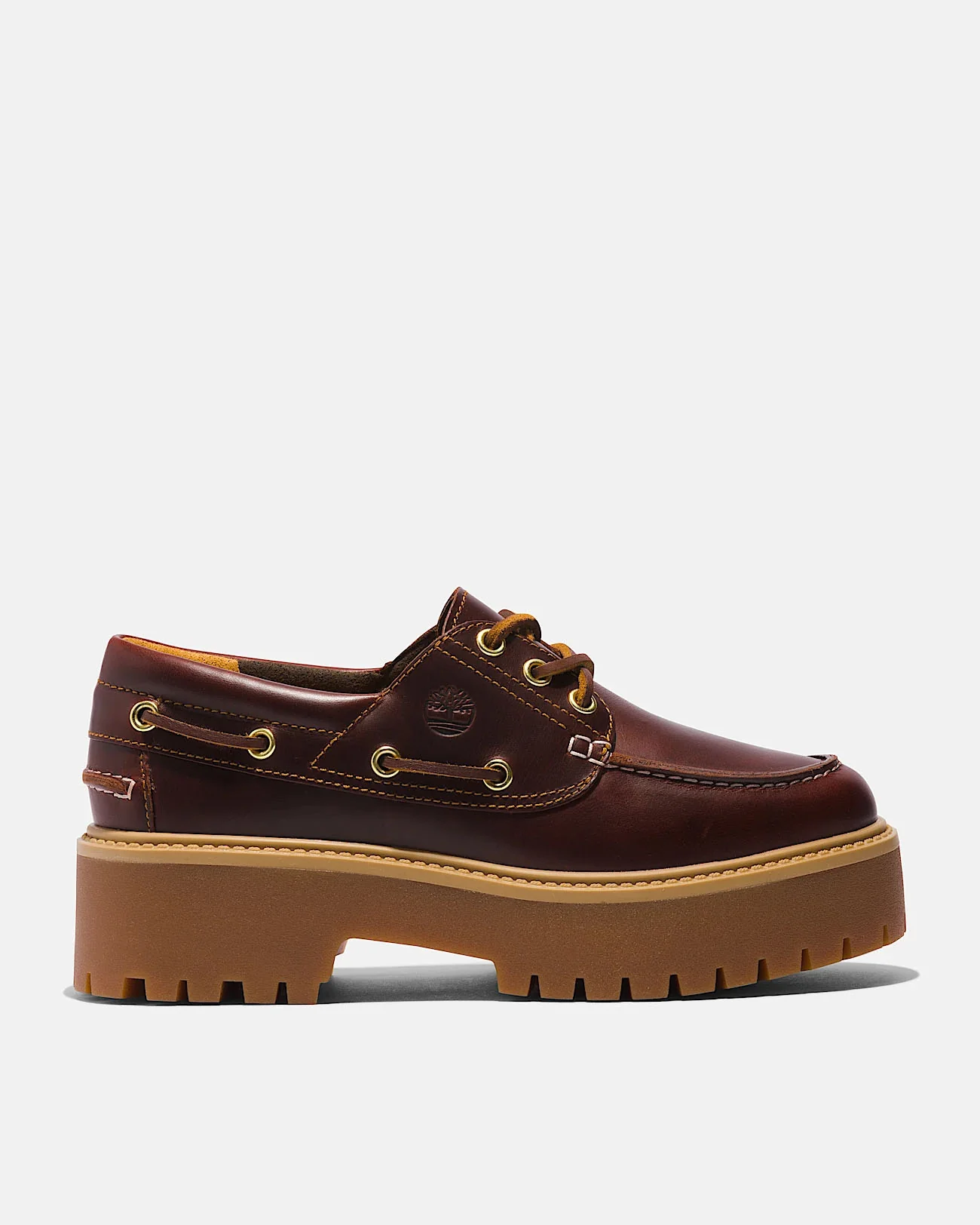 Timberland Stone Street Womens Platform Boat Shoes - Root Beer - Image 2
