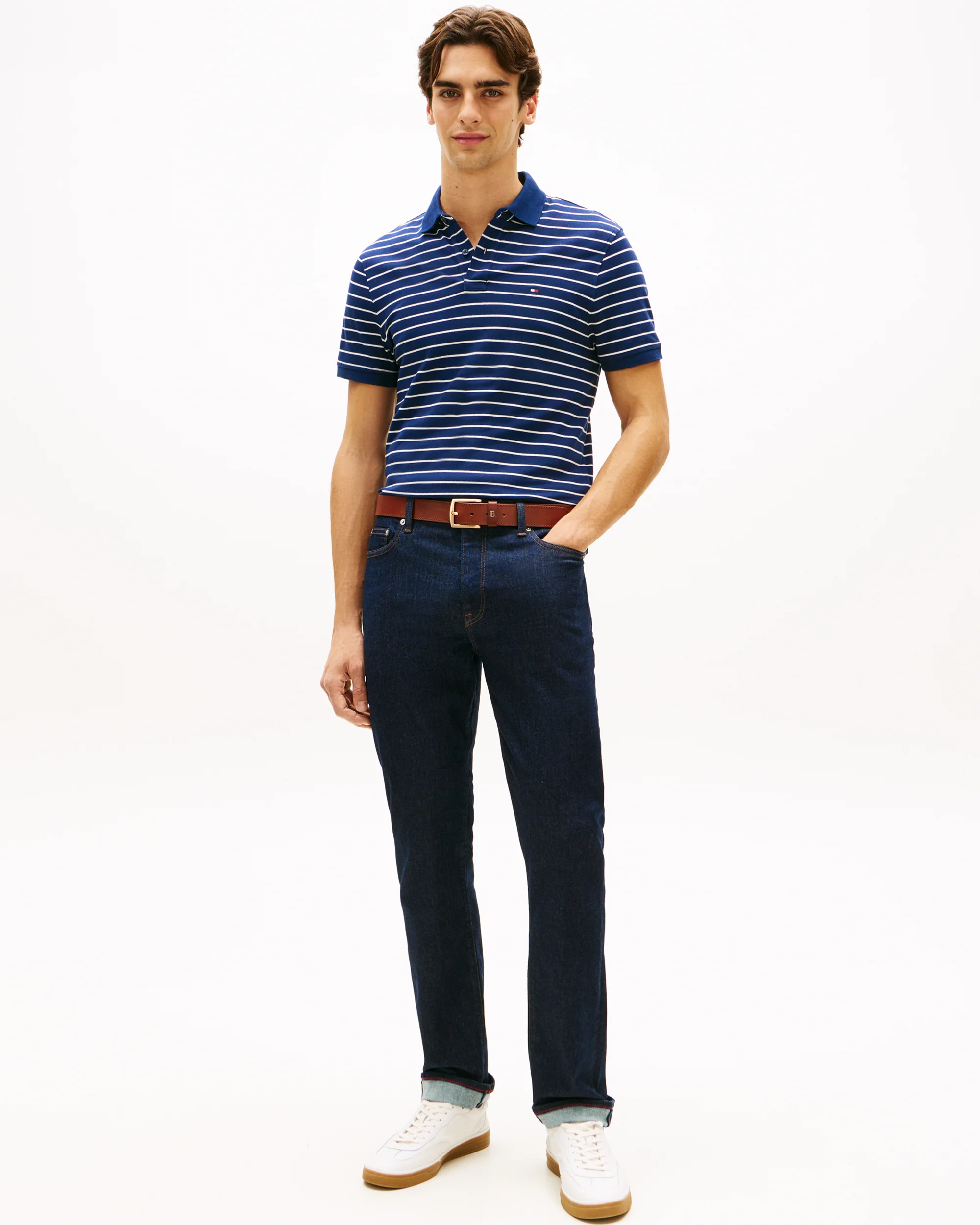 Tommy Hilfiger 1985 Regular Fit Mens Polo - Carbon Navy/Ivory Petal - Image 3