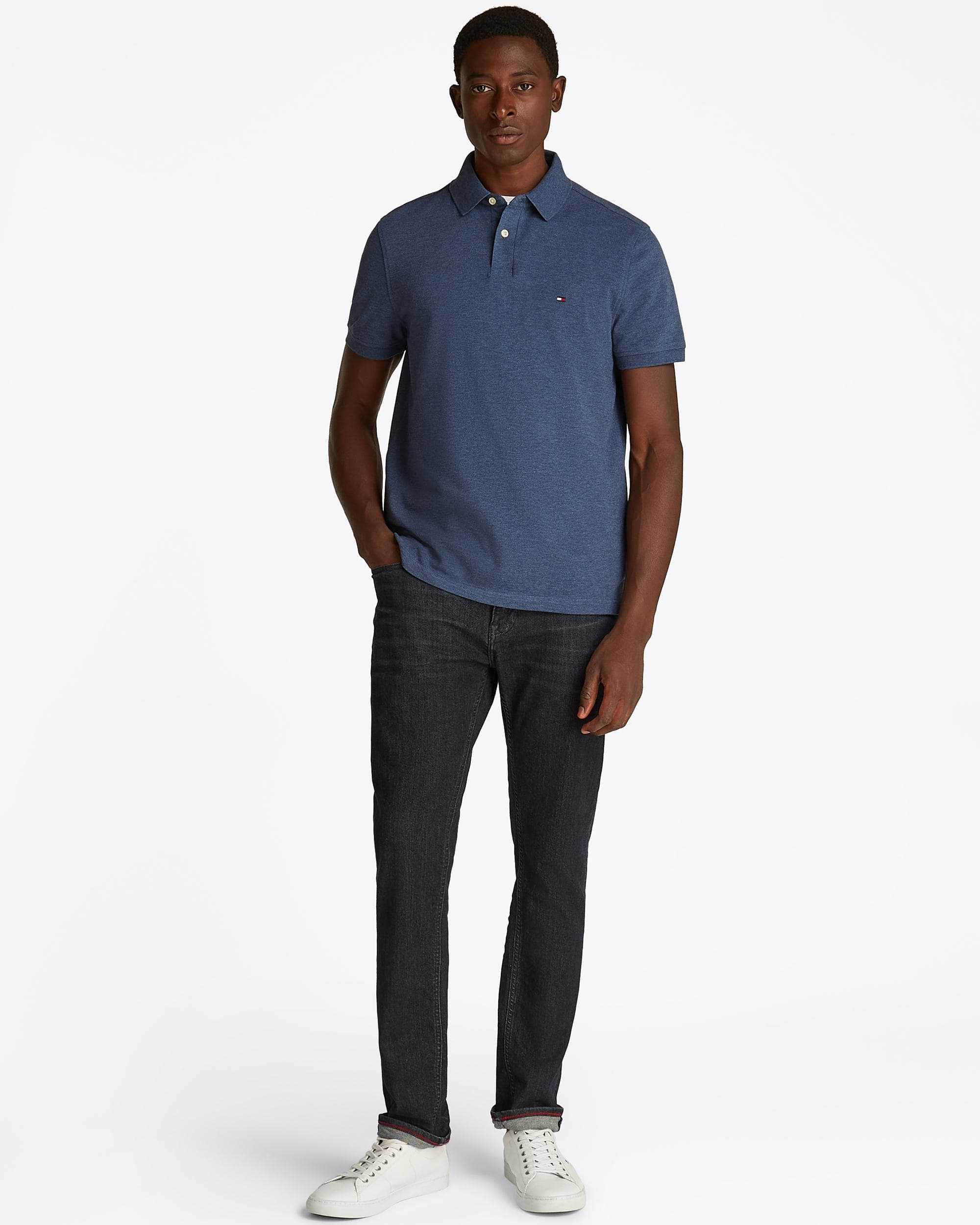 Tommy Hilfiger 1985 Regular Fit Mens Polo - Faded Indigo Heather - Image 4