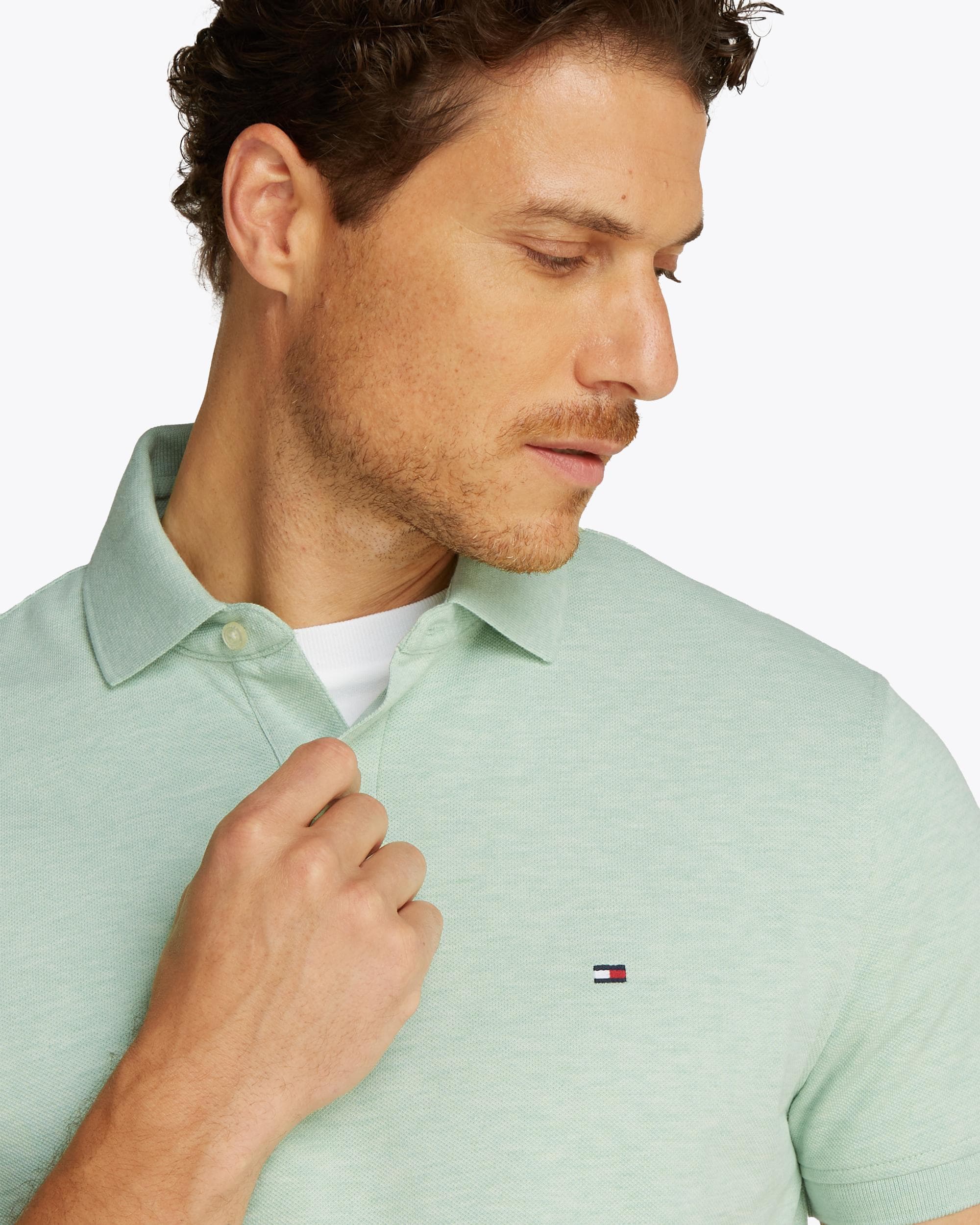 Tommy Hilfiger 1985 Regular Fit Mens Polo - Mint Gel Heather - Image 2
