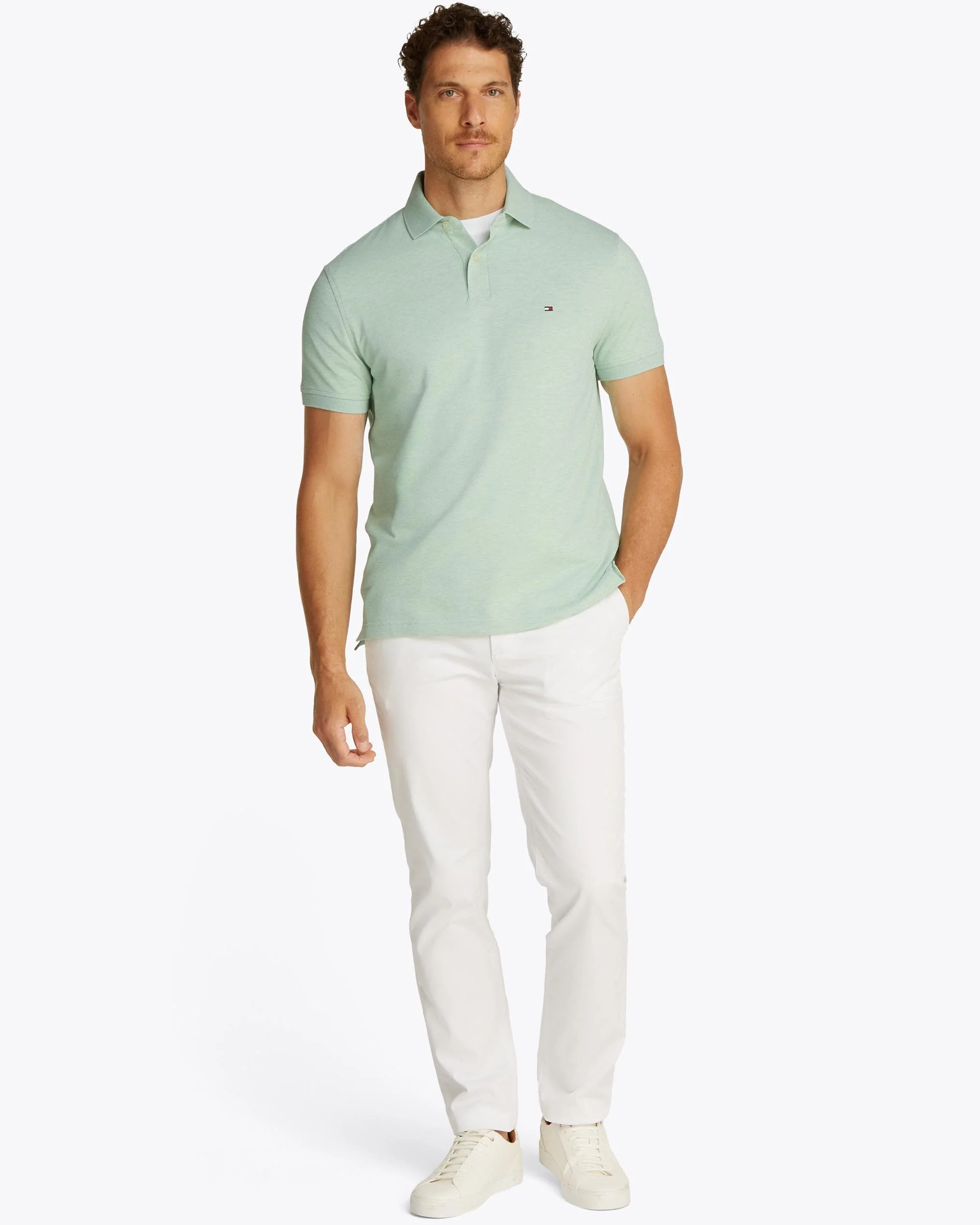 Tommy Hilfiger 1985 Regular Fit Mens Polo - Mint Gel Heather - Image 4