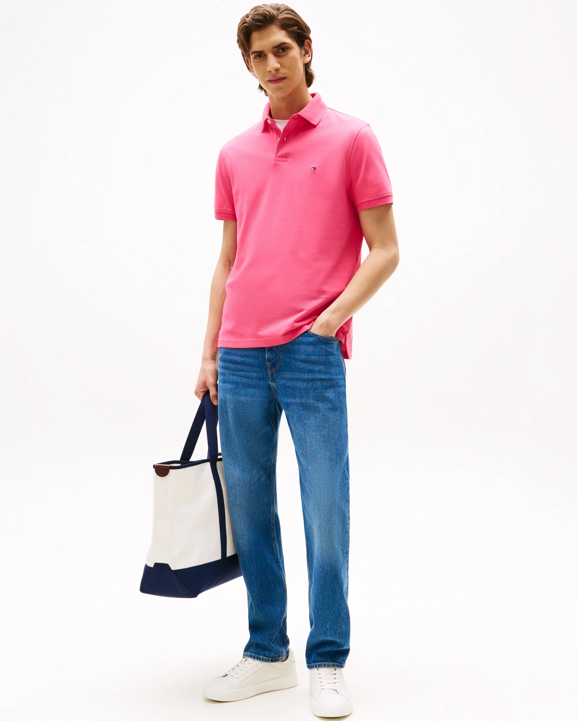 Tommy Hilfiger 1985 Regular Fit Mens Polo - Pink Alert - Image 2