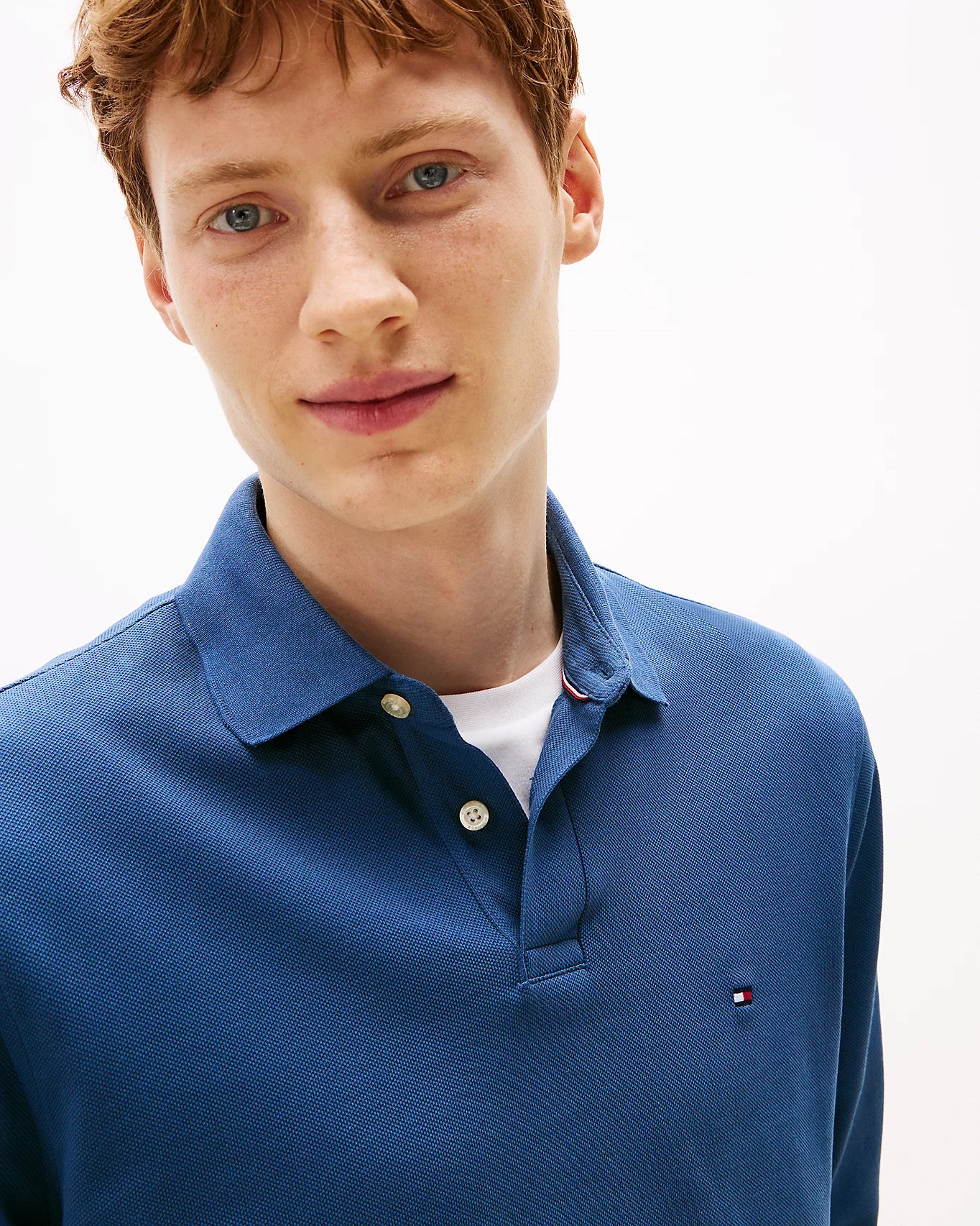 Tommy Hilfiger 1985 Regular Long Sleeve Mens Polo Shirt - Aegean Sea - Image 2
