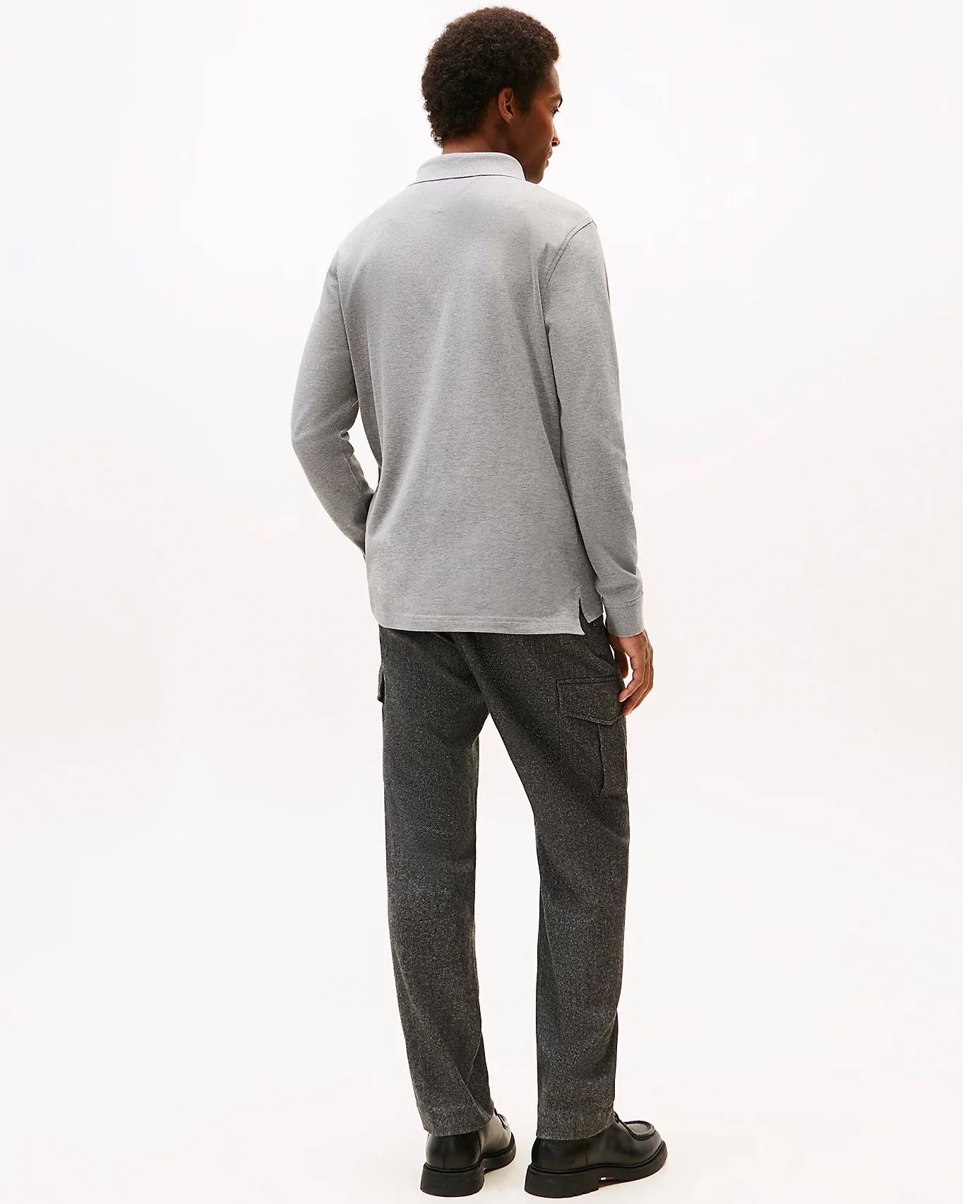 Tommy Hilfiger 1985 Regular Long Sleeve Mens Polo Shirt - Medium Grey Heather - Image 4