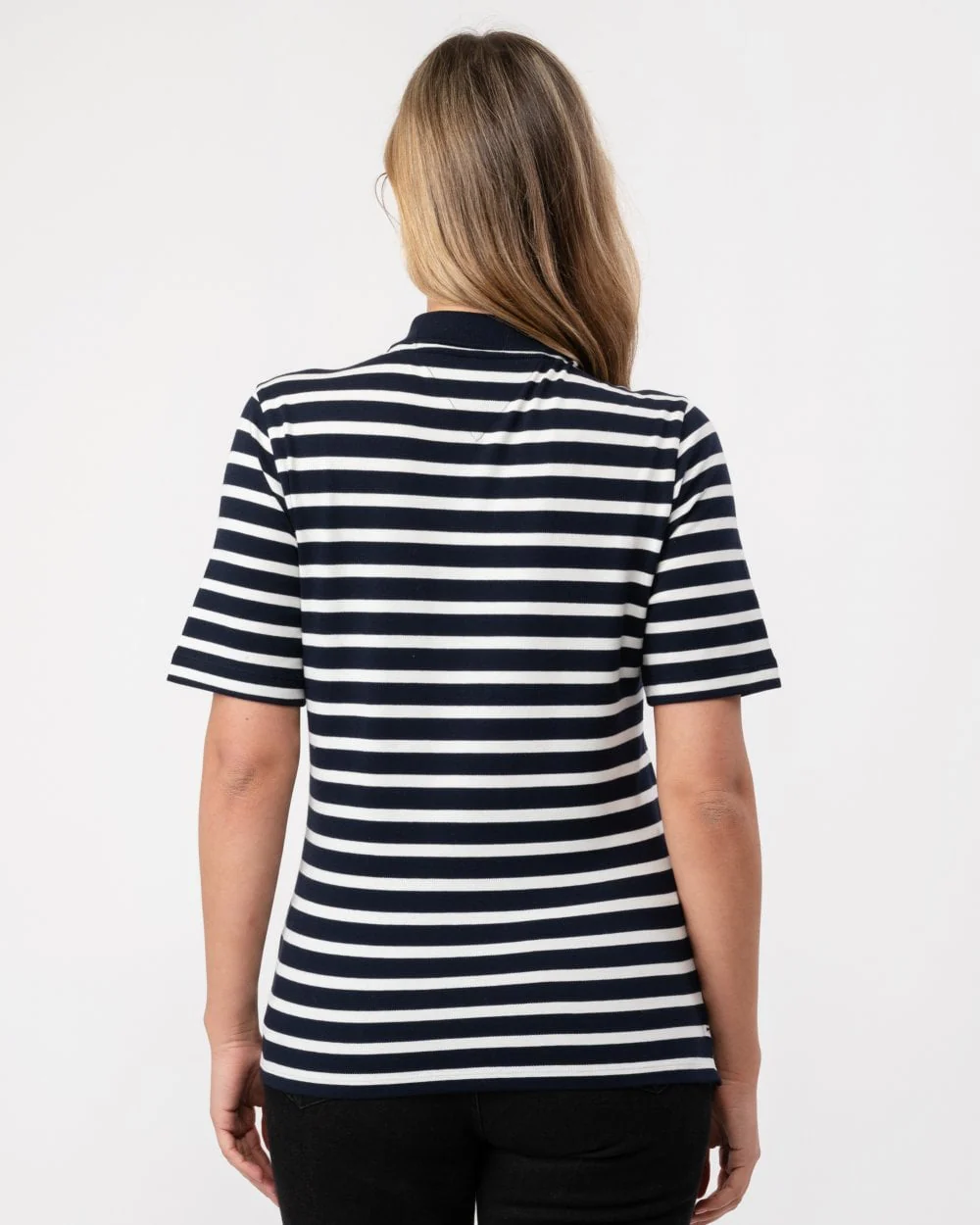 Tommy Hilfiger 1985 Regular Pique Stripe Womens Polo - Breton Desert Sky/Ecru - Image 4
