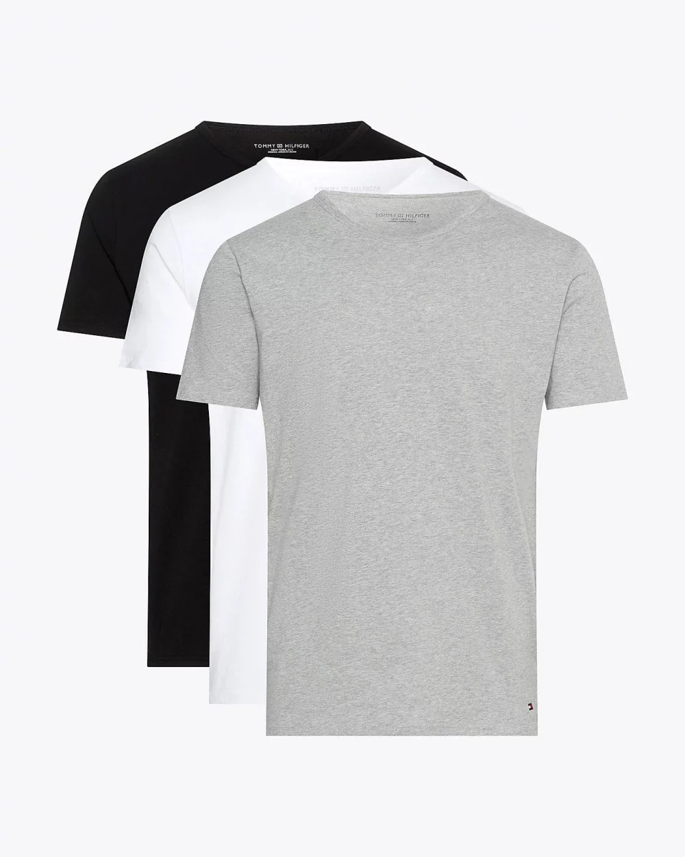 Tommy Hilfiger 3 Pack Essential Mens Stretch T-Shirts - Black/White/Grey Heather - Image 2