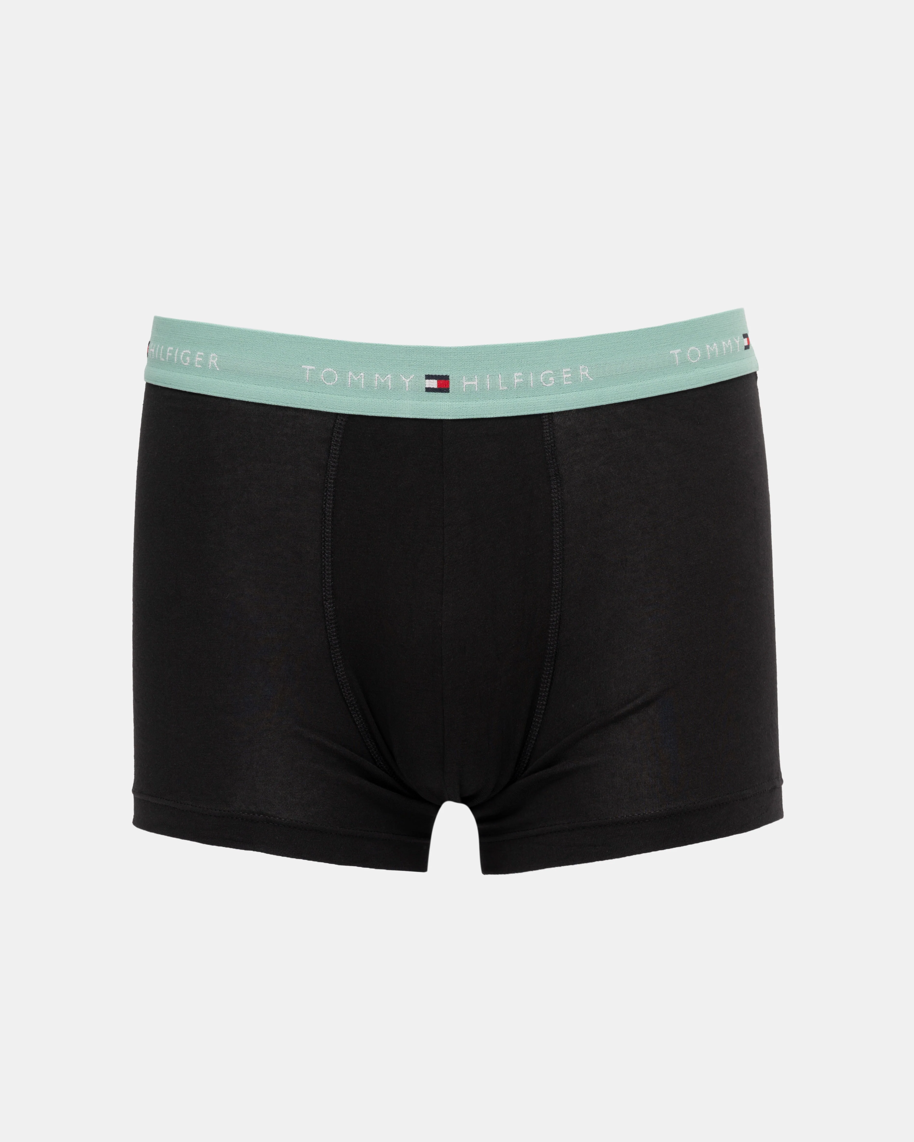 Tommy Hilfiger 3 Pack Mens Colour Waistband Trunks - B-Mint/Green/Navy - Image 2