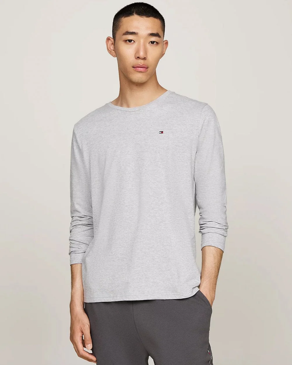 Tommy Hilfiger 3 Pack Mens Long Sleeve T-Shirts - White/Black/Grey Heather - Image 3