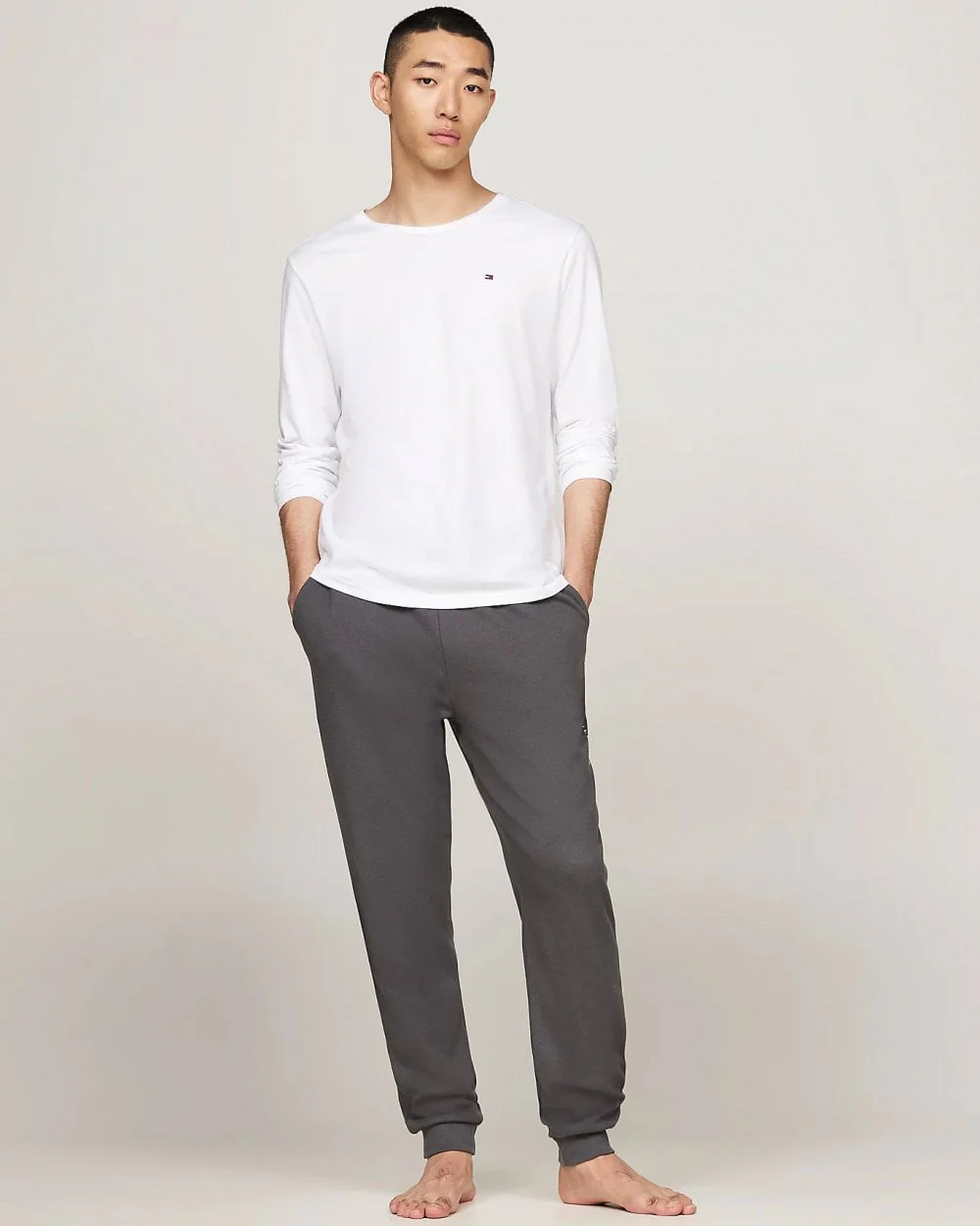 Tommy Hilfiger 3 Pack Mens Long Sleeve T-Shirts - White/Black/Grey Heather - Image 5