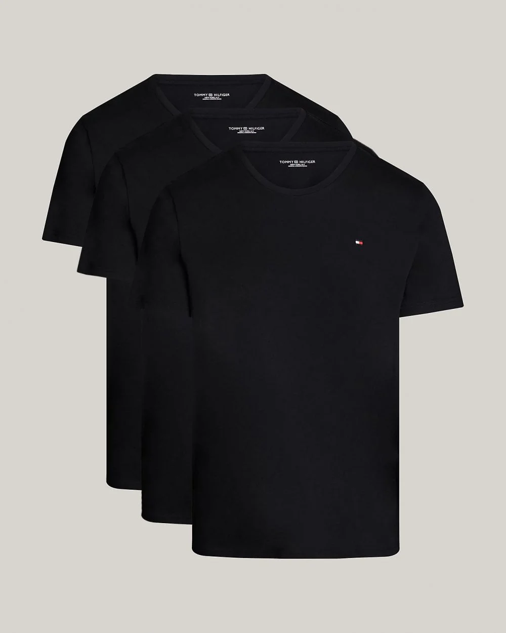 Tommy Hilfiger 3 Pack Mens T-Shirts - Black/Black/Black - Image 2
