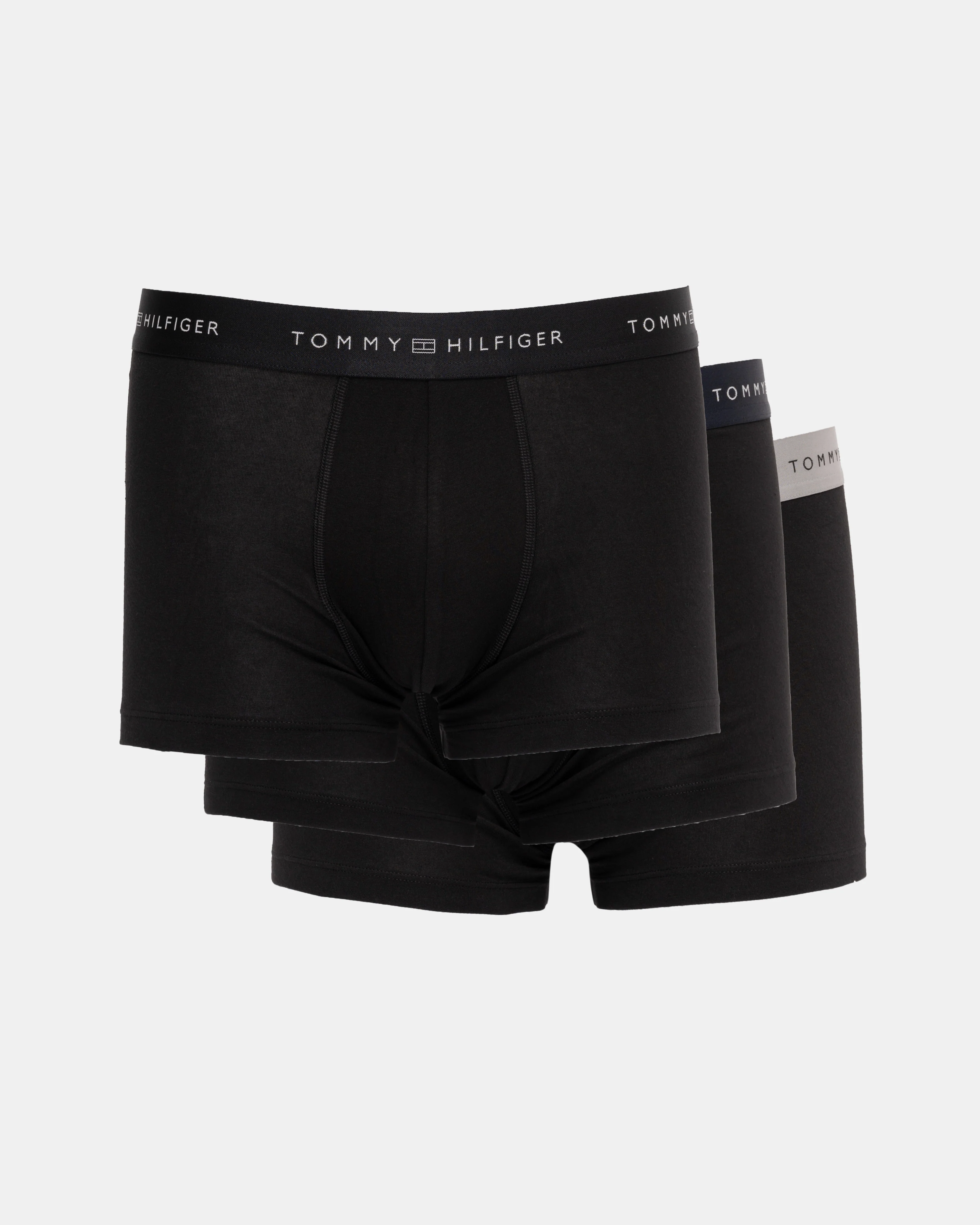 Tommy Hilfiger 3 Pack Metallic Waistband Mens Trunks - B-Black/Desert Sky/Silver - Image 2
