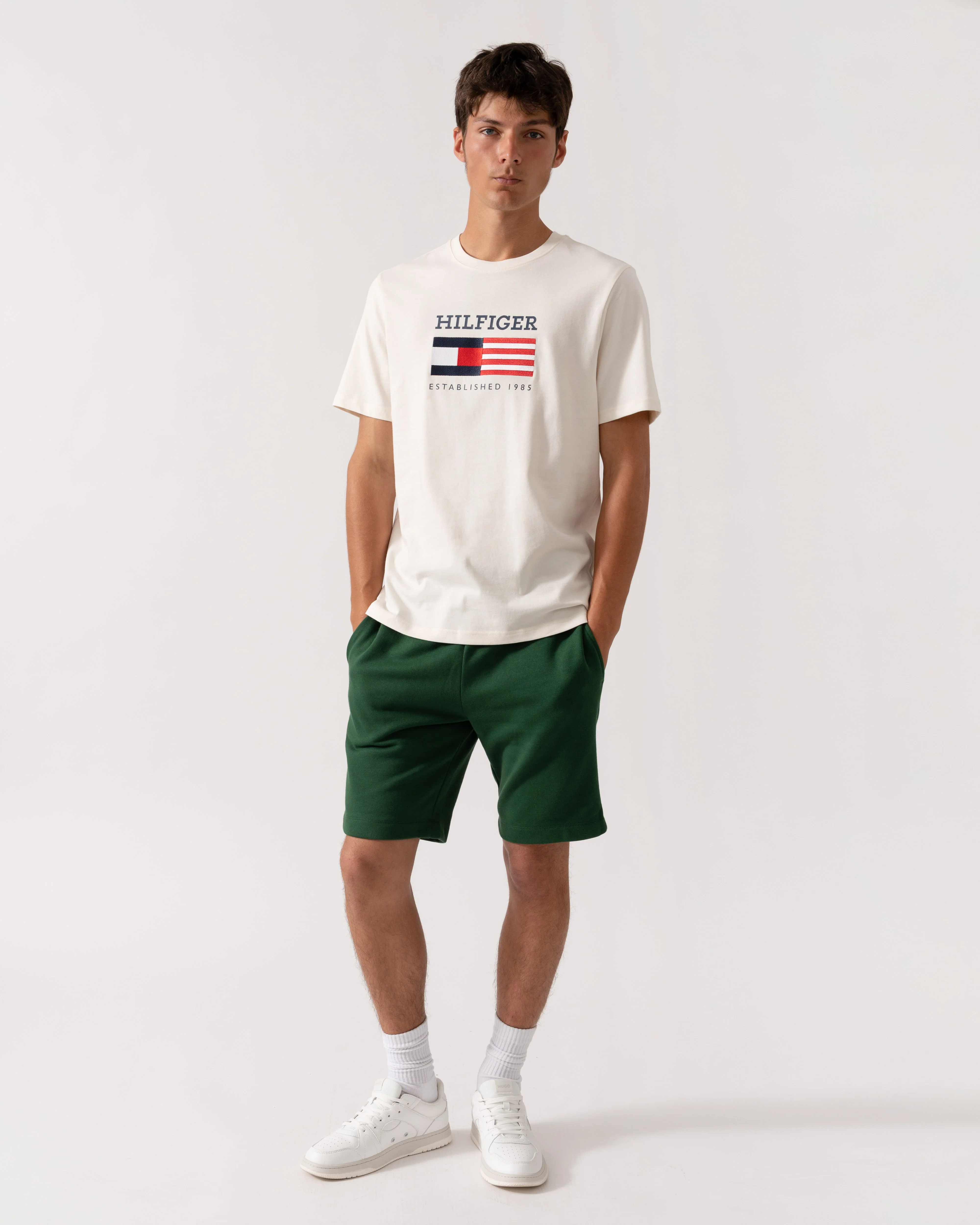 Tommy Hilfiger Americana Monotype Flag Box Mens T Shirt - Ivory Petal - Image 2