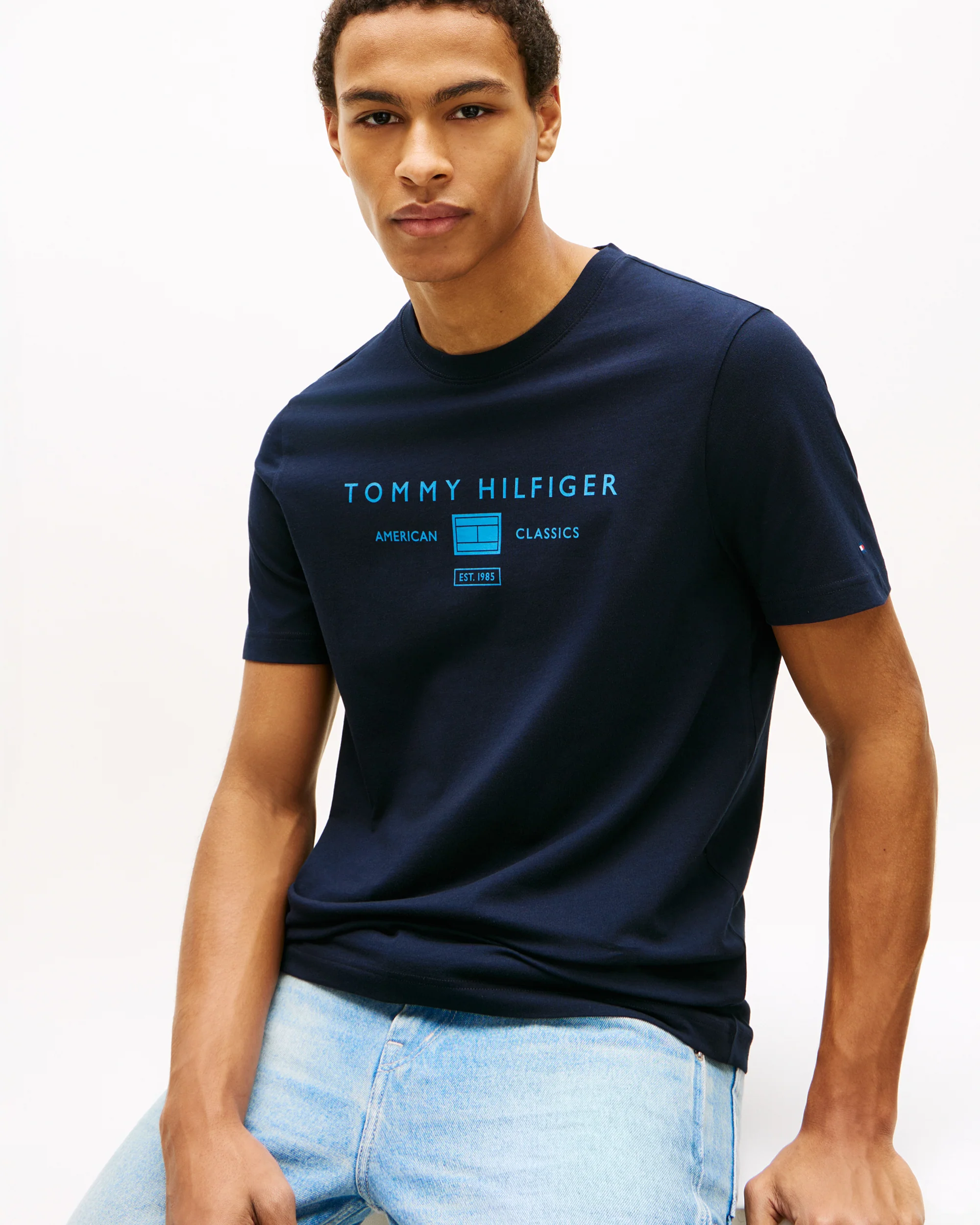 Tommy Hilfiger Brand Love Mono Stack Mens T-Shirt - Desert Sky - Image 2