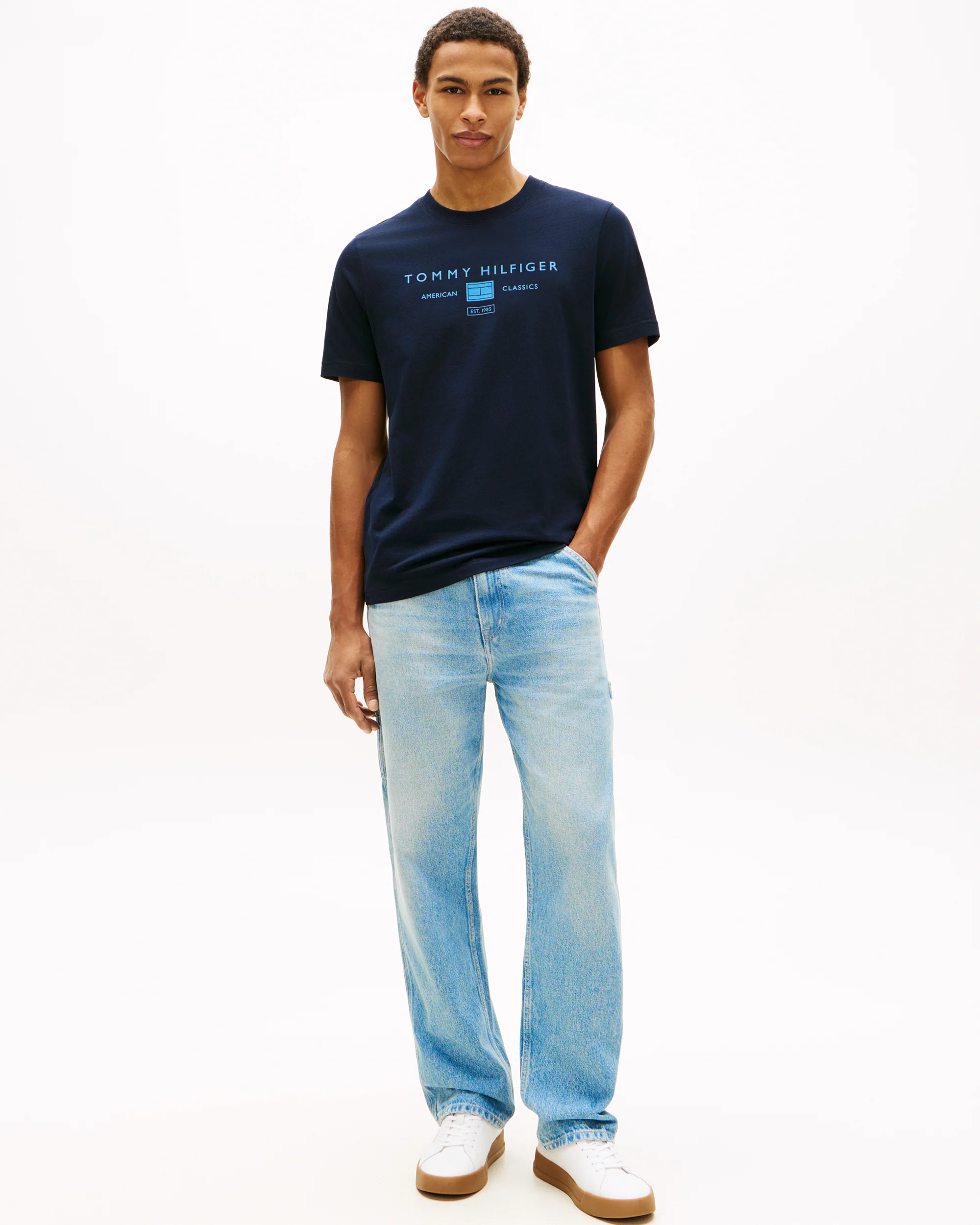 Tommy Hilfiger Brand Love Mono Stack Mens T-Shirt - Desert Sky - Image 3