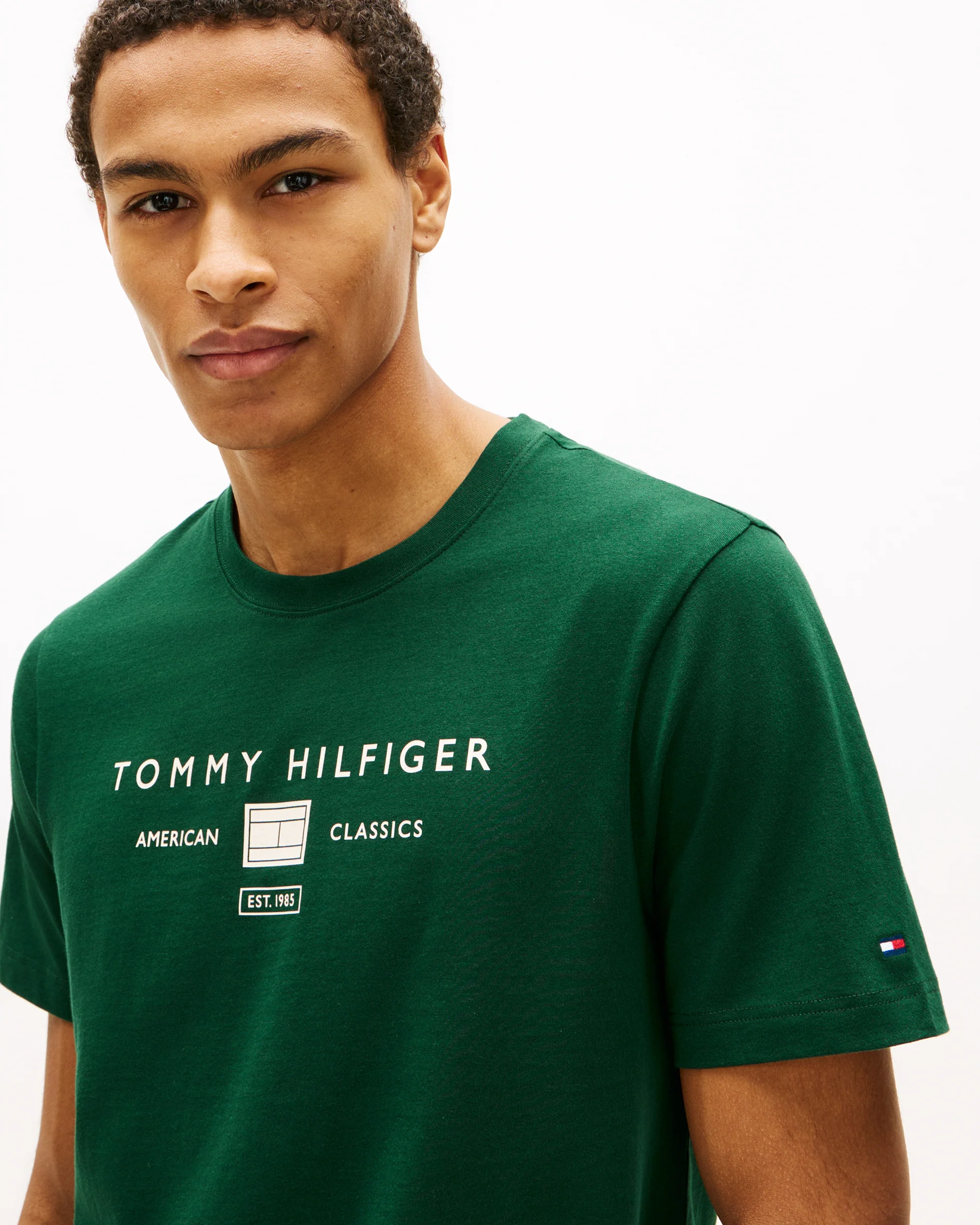 Tommy Hilfiger Brand Love Mono Stack Mens T-Shirt - Nocturnal Green - Image 2