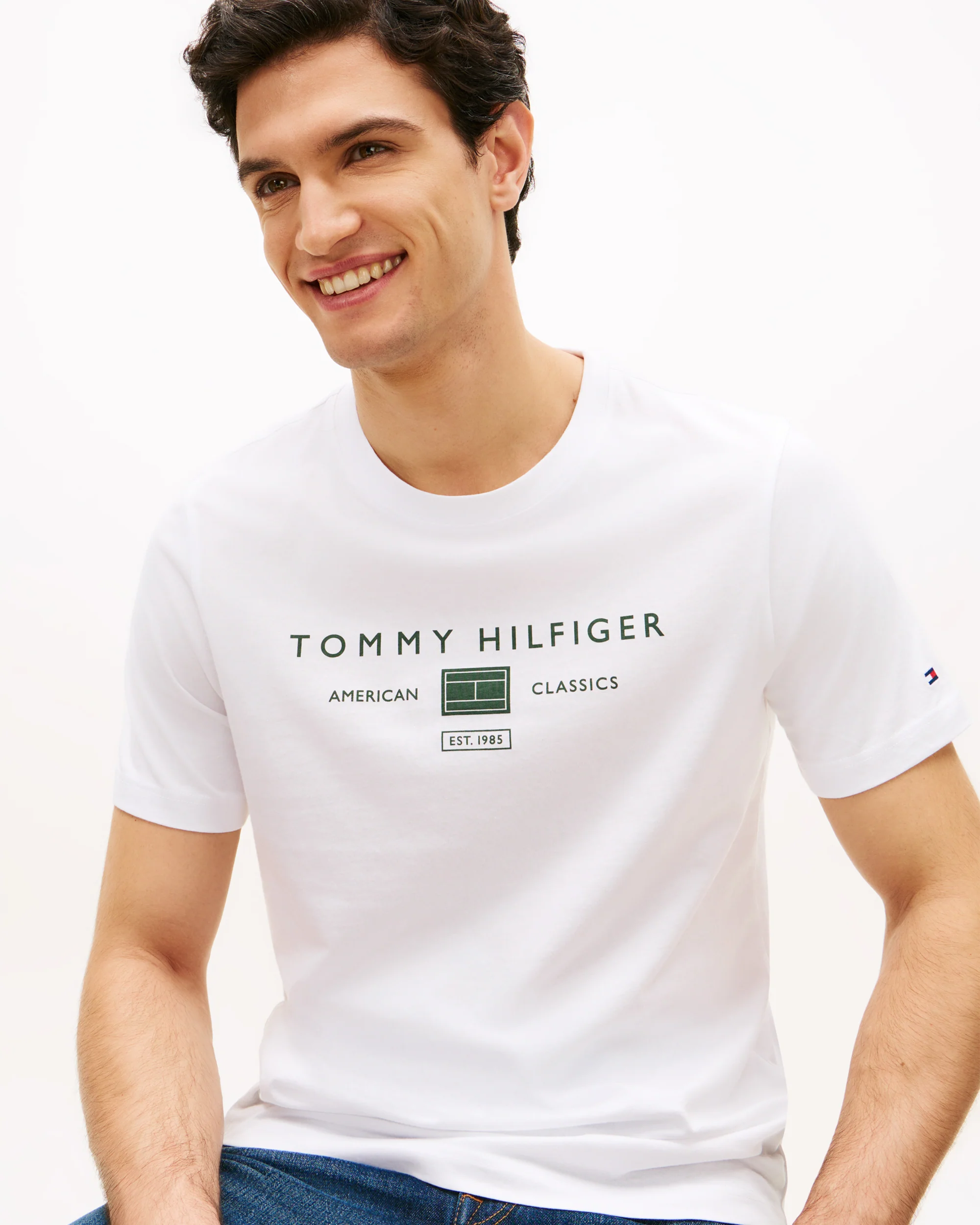 Tommy Hilfiger Brand Love Mono Stack Mens T-Shirt - White - Image 2