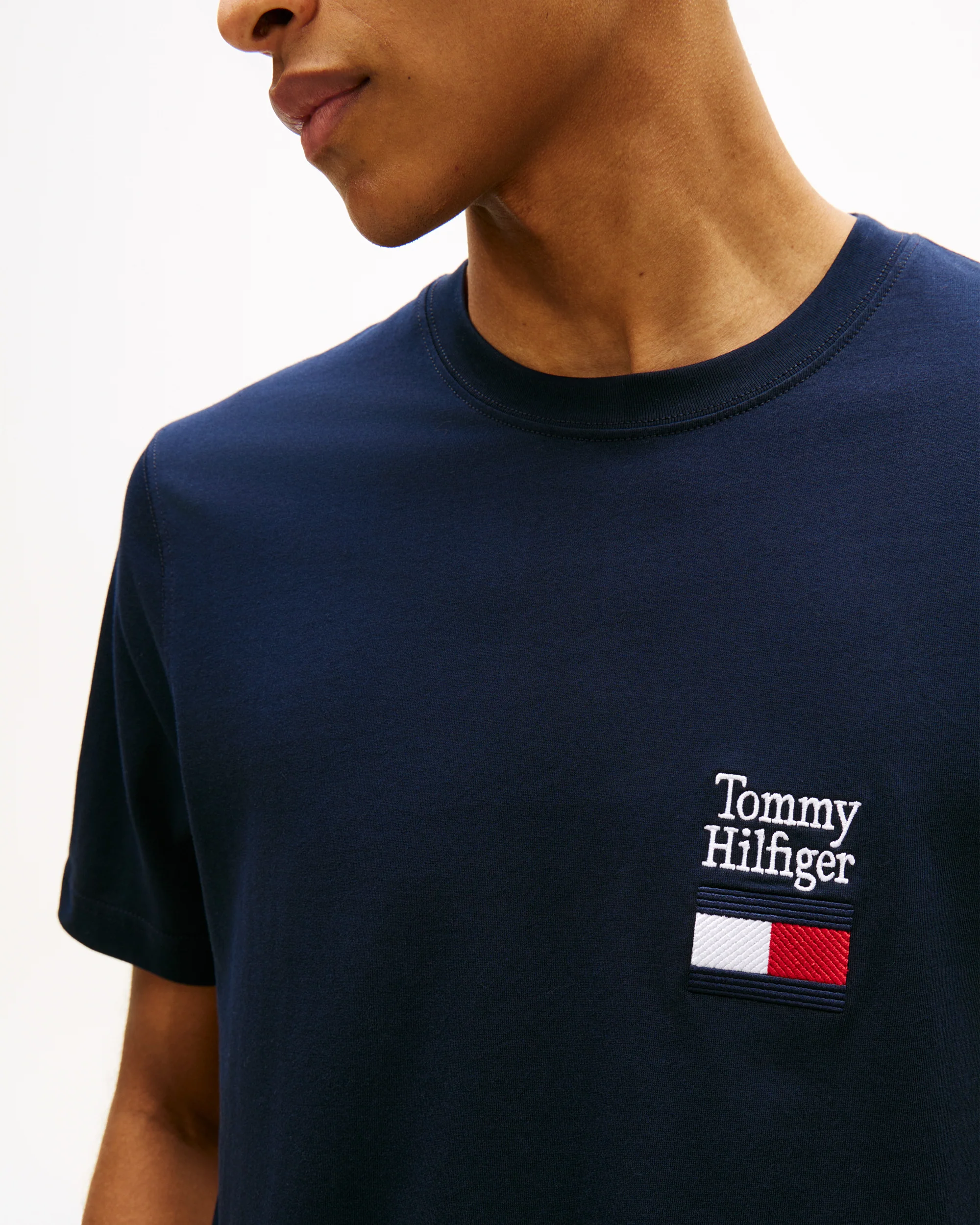 Tommy Hilfiger Brand Love Text Stack Mens T-Shirt - Desert Sky - Image 2