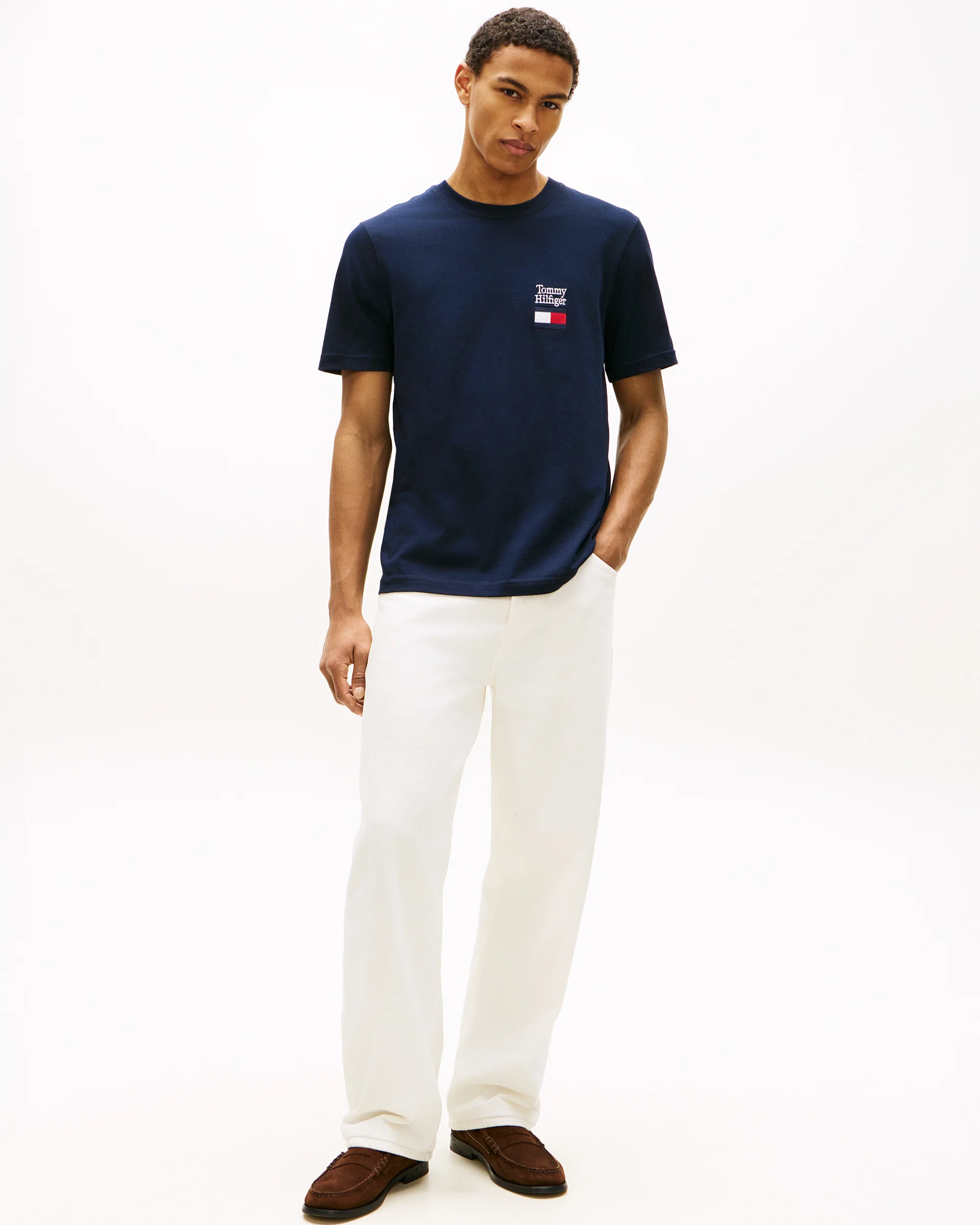 Tommy Hilfiger Brand Love Text Stack Mens T-Shirt - Desert Sky - Image 3
