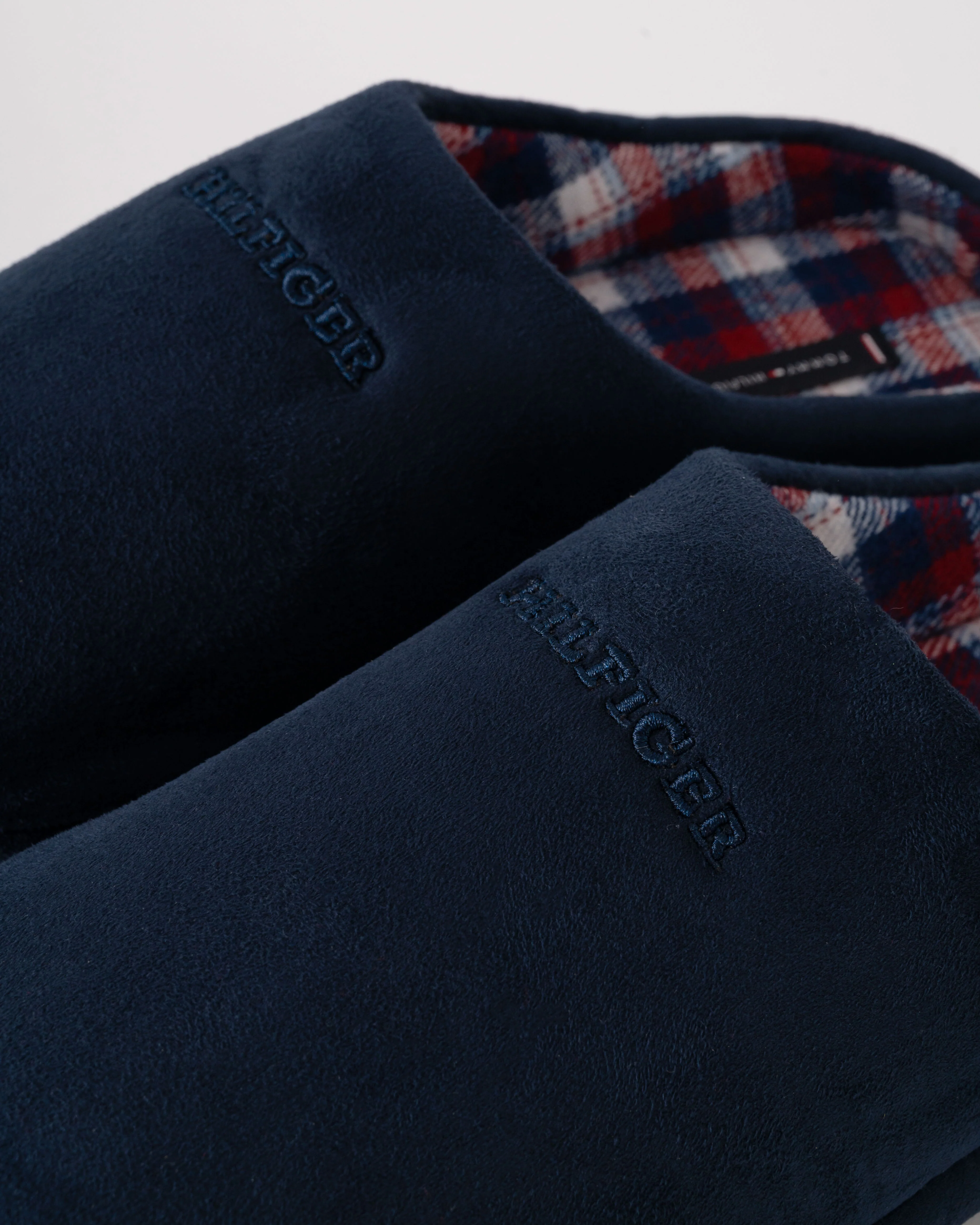 Tommy Hilfiger Check Hilfiger Mens Suede House Slippers - Desert Sky - Image 5