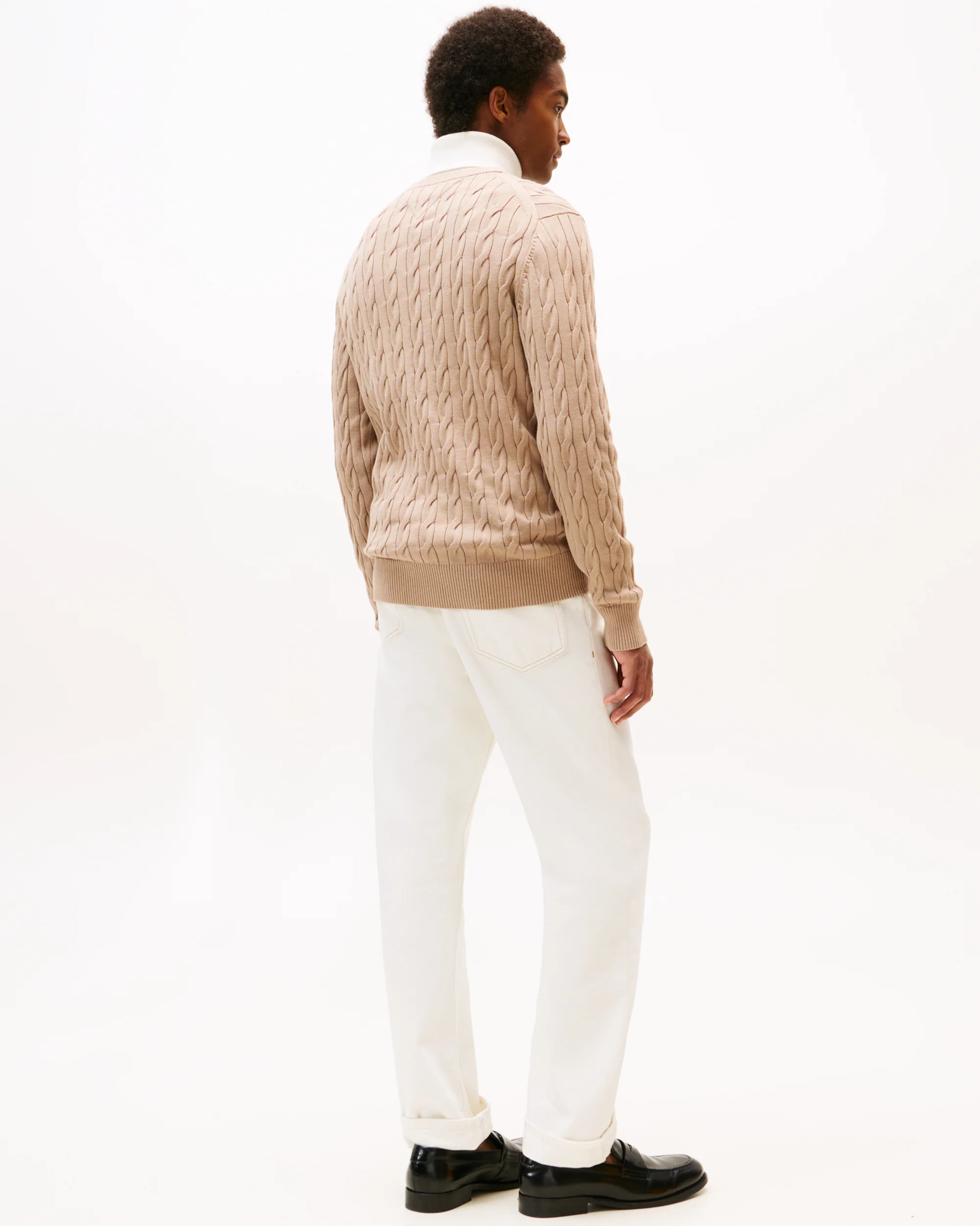 Tommy Hilfiger Classic Cable Mens Crew Jumper - Coastal Taupe - Image 4