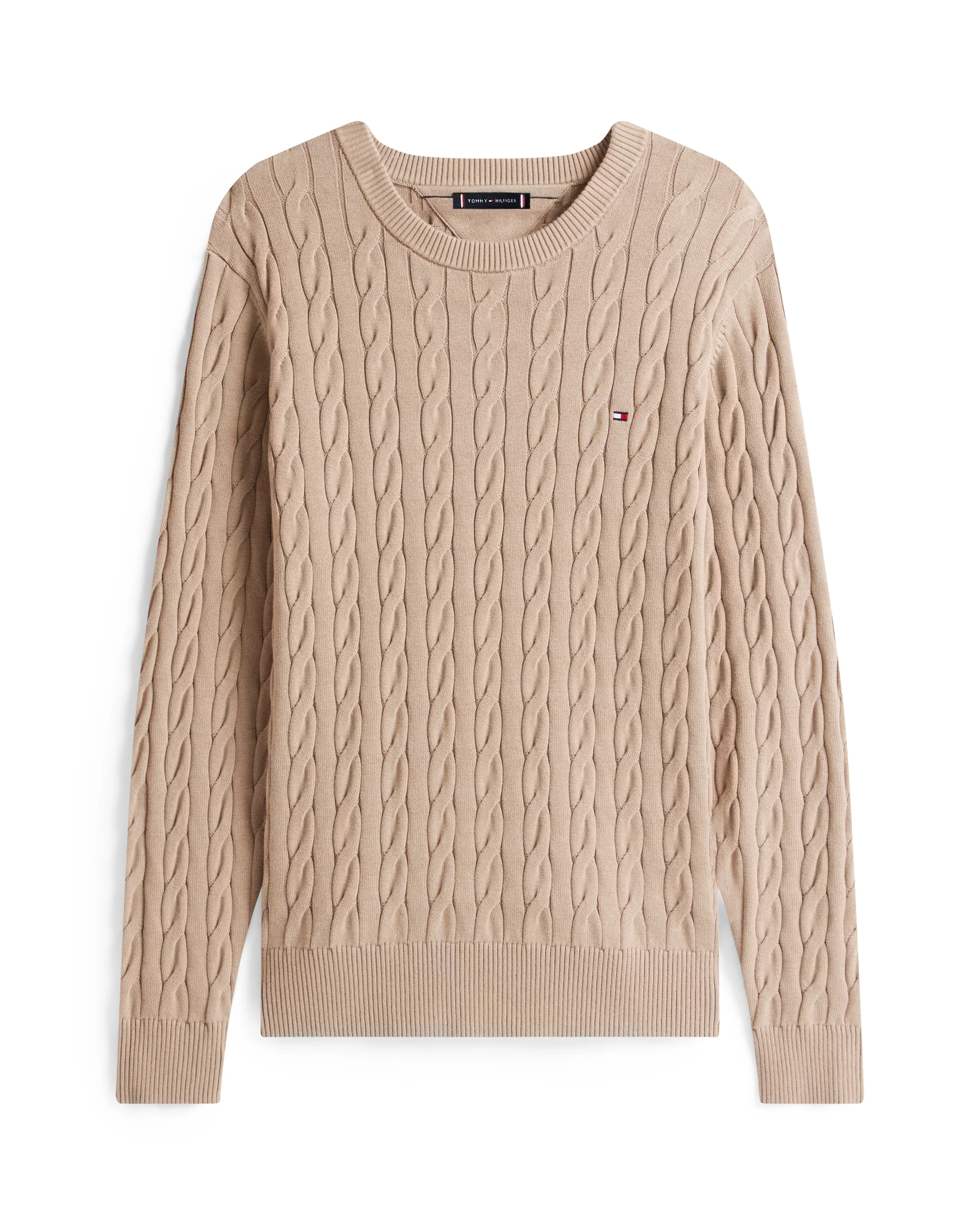 Tommy Hilfiger Classic Cable Mens Crew Jumper - Coastal Taupe - Image 5