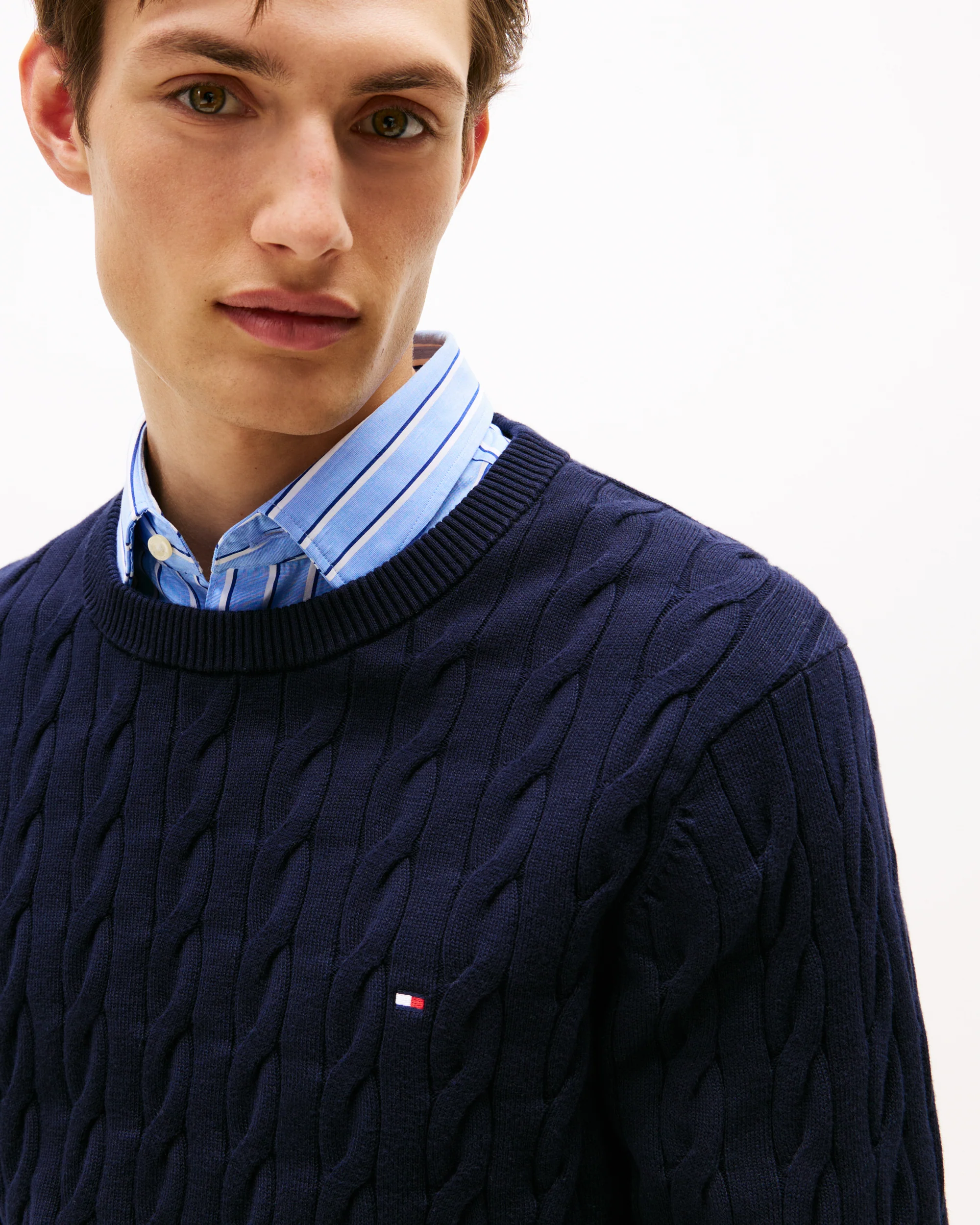 Tommy Hilfiger Classic Cable Mens Crew Jumper - Desert Sky - Image 2