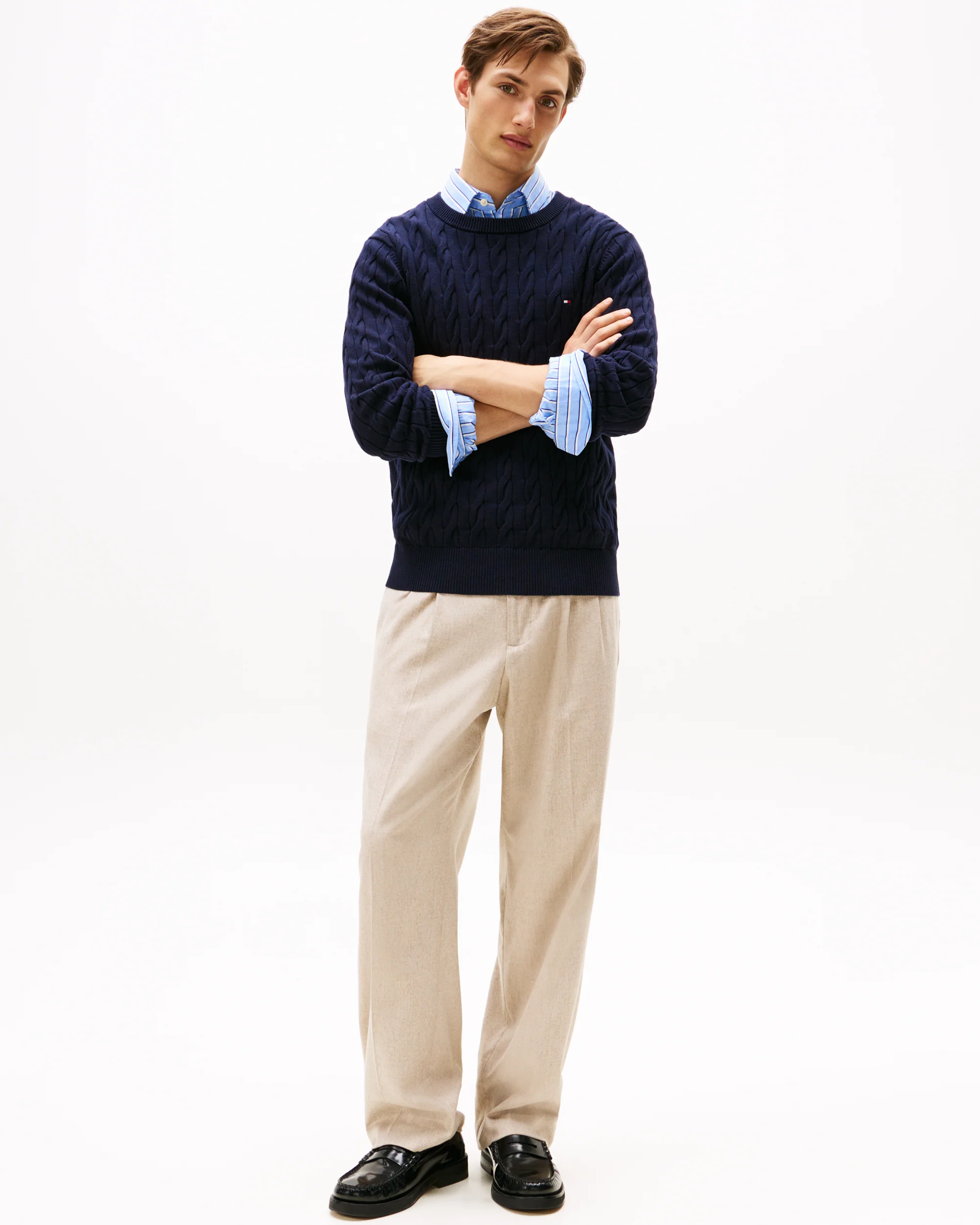 Tommy Hilfiger Classic Cable Mens Crew Jumper - Desert Sky - Image 3